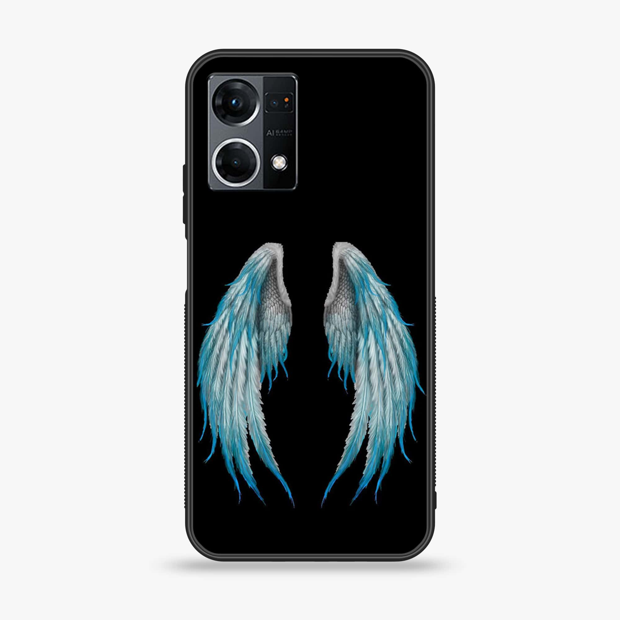 Oppo Reno 7 - Angel Wings Series - Premium Printed Glass soft Bumper shock Proof Case