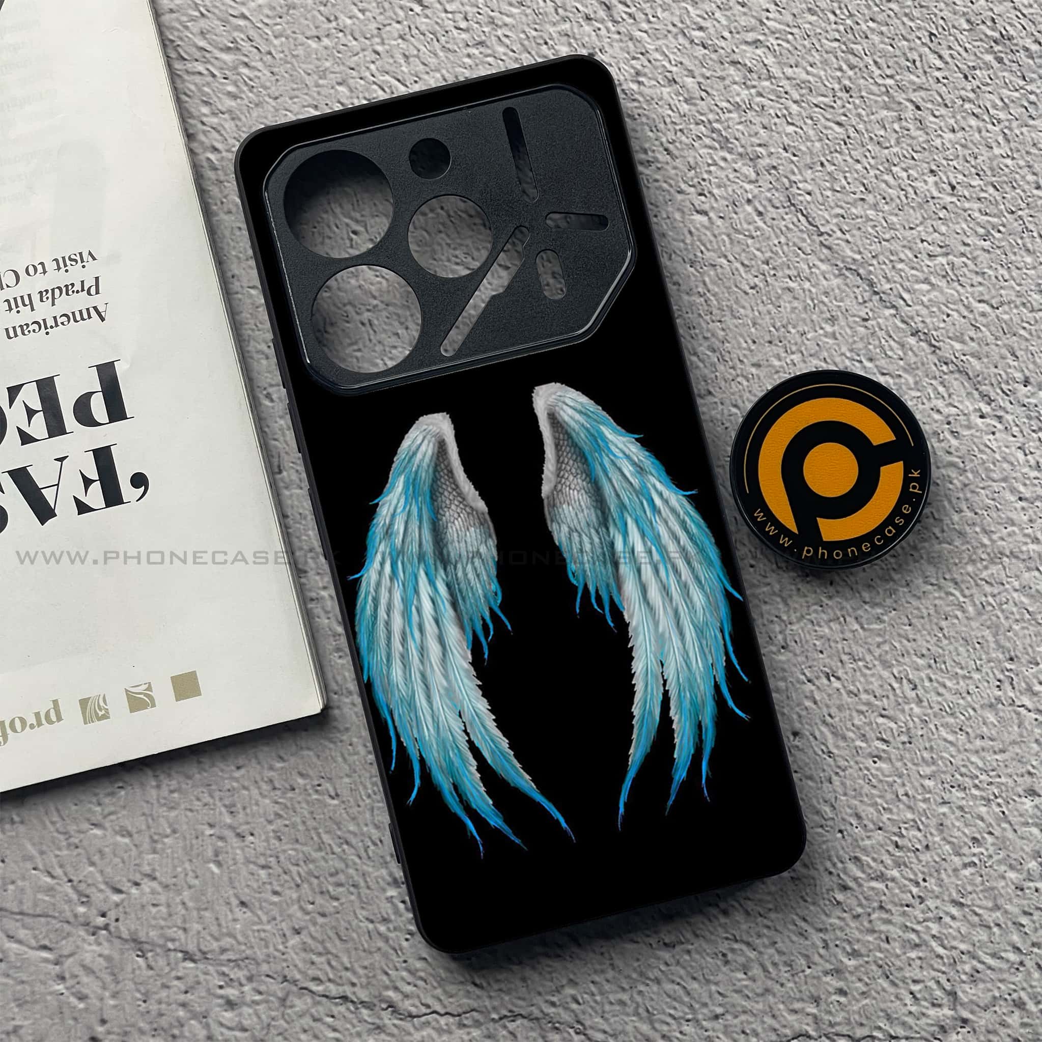 Tecno Pova 6 - Angel Wings Series - Premium Printed Glass soft Bumper shock Proof Case