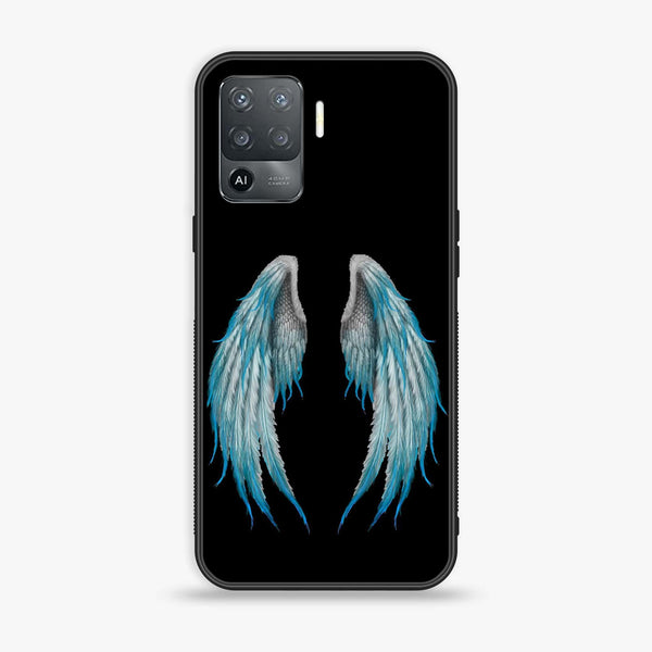 Oppo F19 Pro/ A94 4g/ RENO 5 Lite - Angel Wings Design 4- Premium Printed Glass soft Bumper shock Proof Case CS-28549