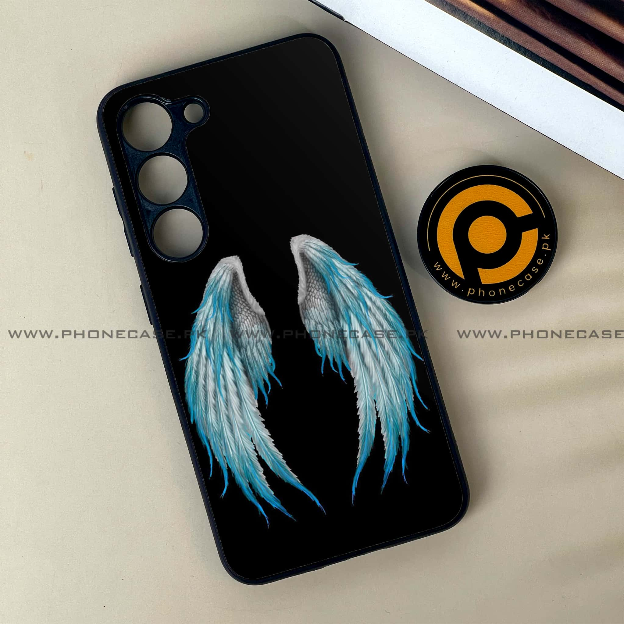 Samsung Galaxy S23 - Angel Wings Series - Premium Printed Glass soft Bumper shock Proof Case