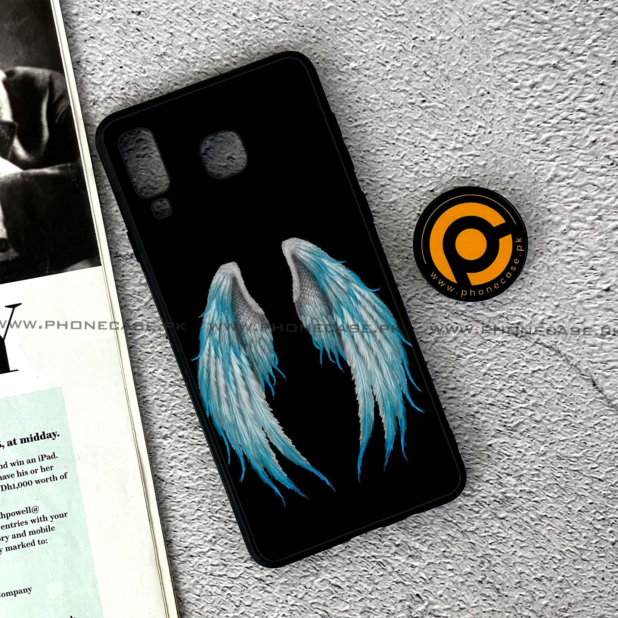 Samsung Galaxy A8 Star(A9 Star) - Angel Wings Series - Premium Printed Glass soft Bumper shock Proof Case