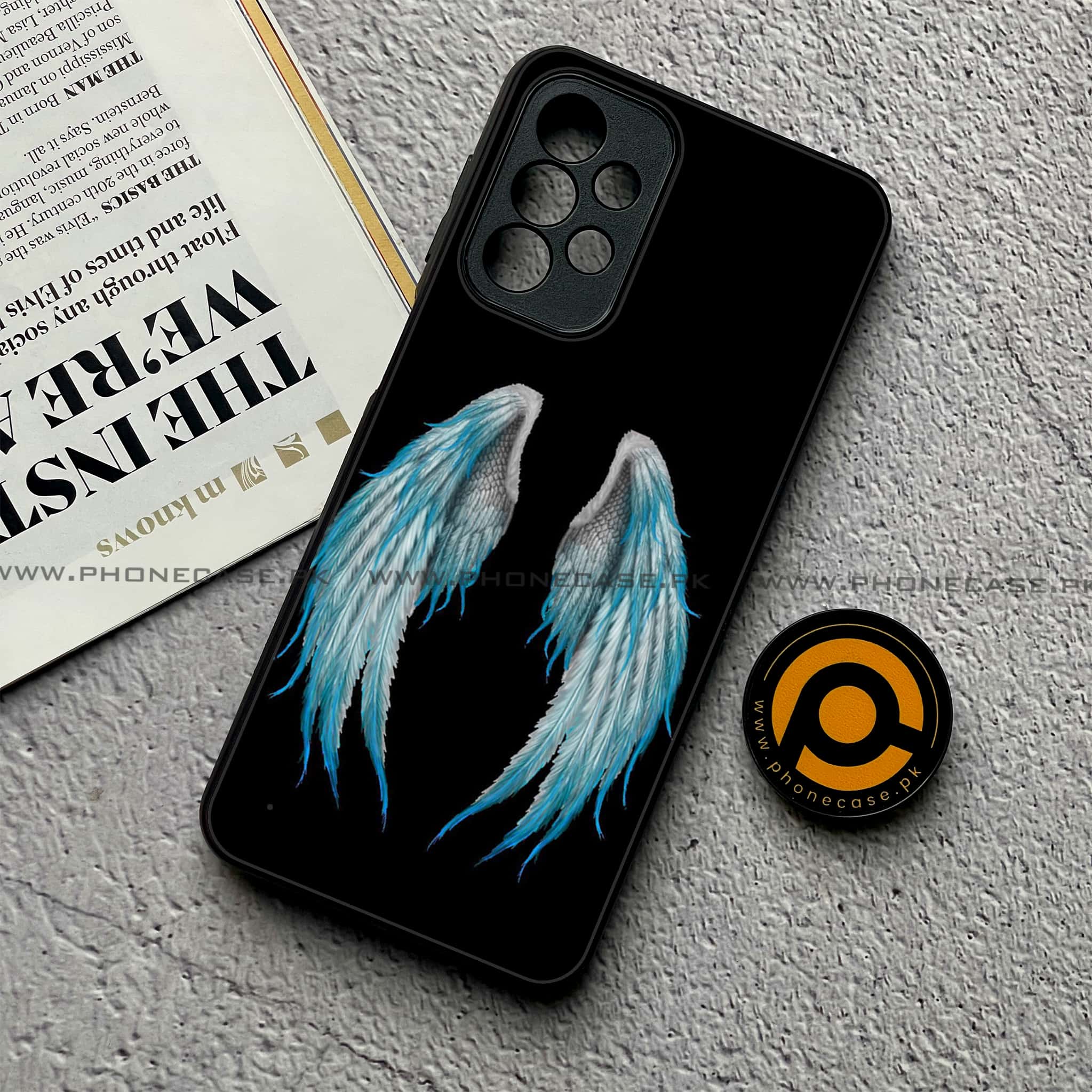 Samsung Galaxy A23- Angel Wing Series - Premium Printed Glass soft Bumper shock Proof Case