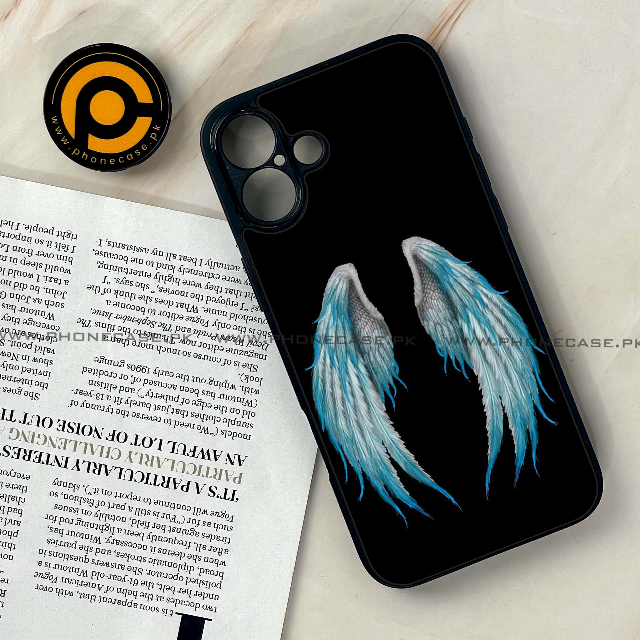 iPhone 16 Plus - Angel Wings Series - Premium Printed Glass soft Bumper shock Proof Case