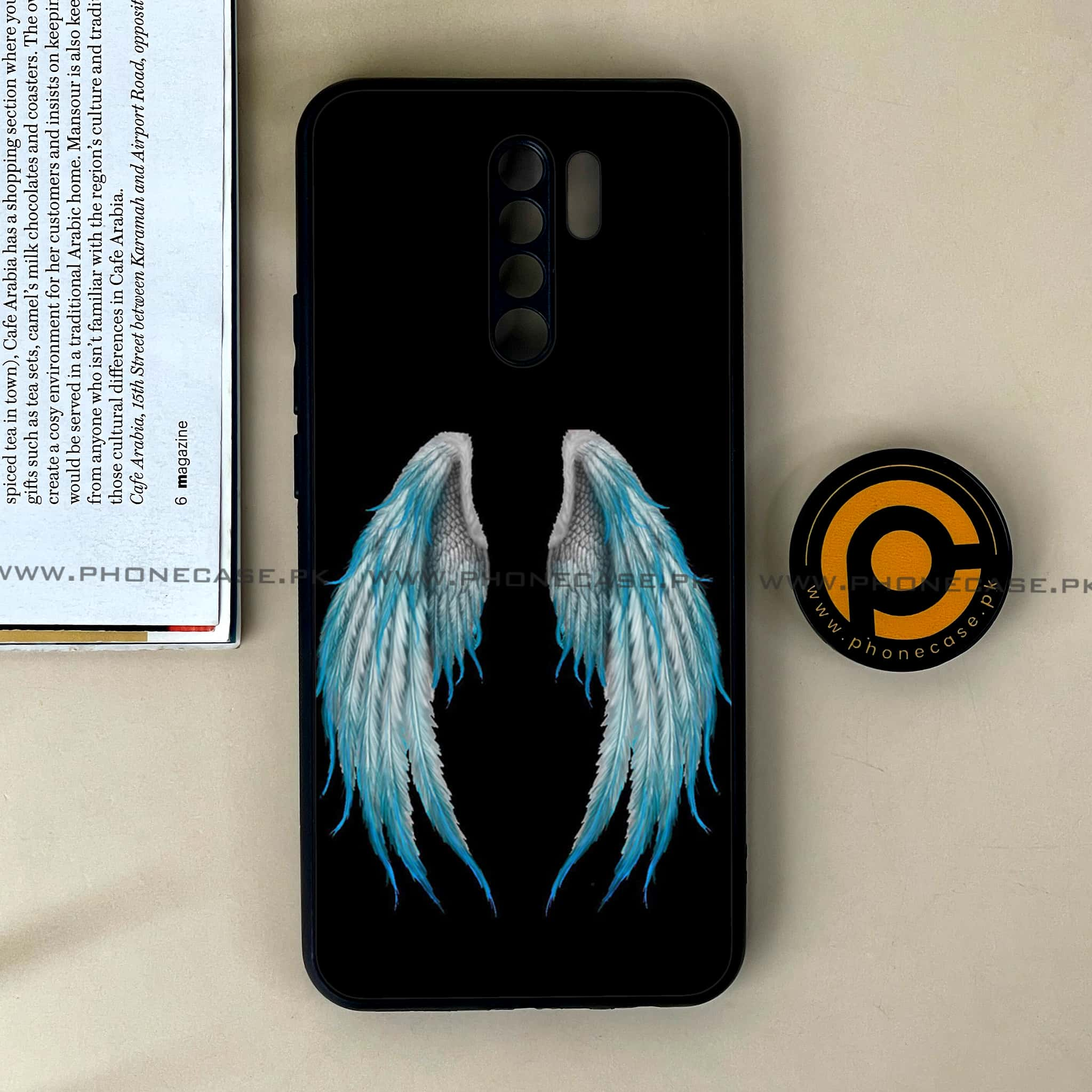 Xiaomi Redmi 9 - Angel Wings Series - Premium Printed Glass soft Bumper shock Proof Case