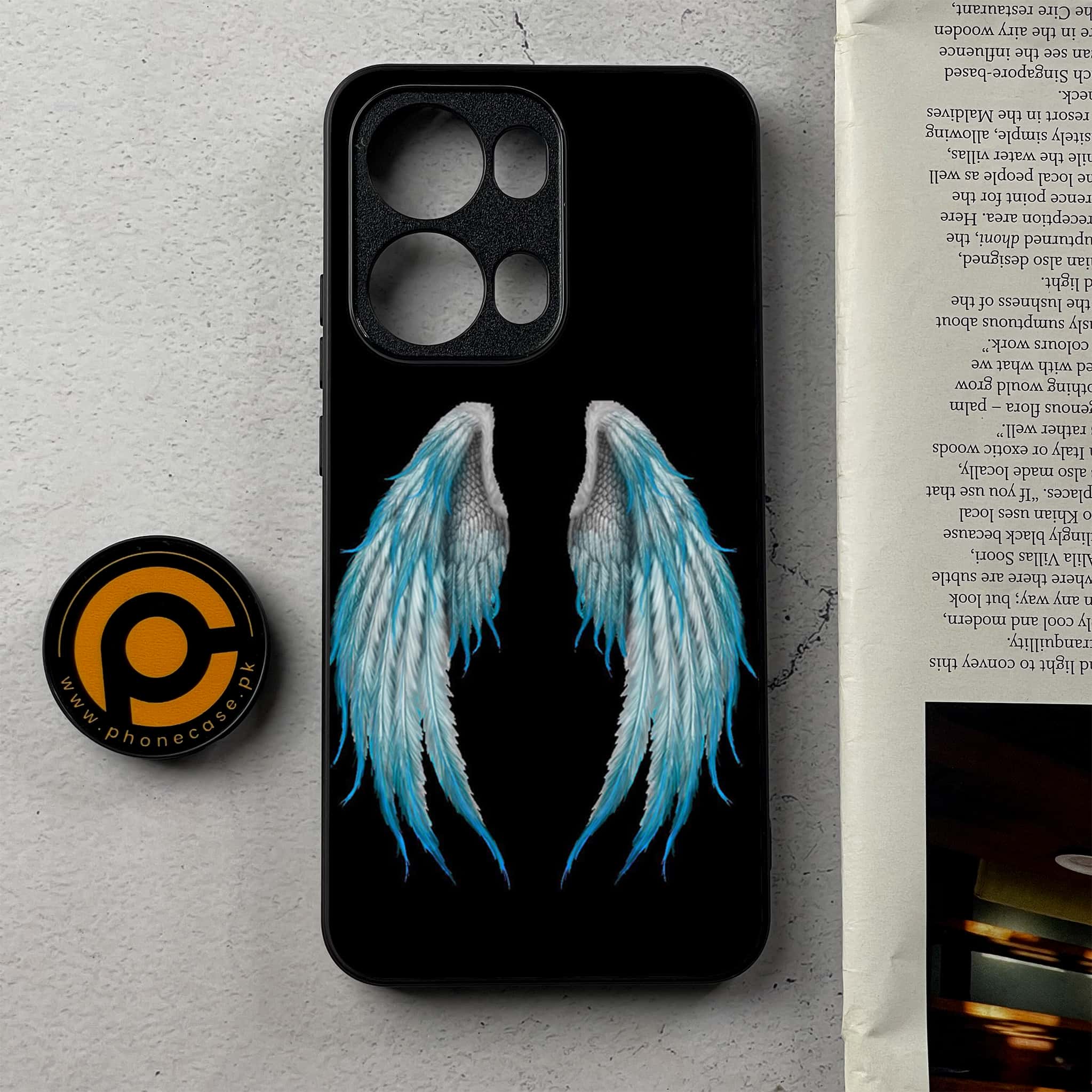 Oppo Reno 13 Pro - Angel Wings Series - Premium Metal Printed Soft Bumper Shockproof Case
