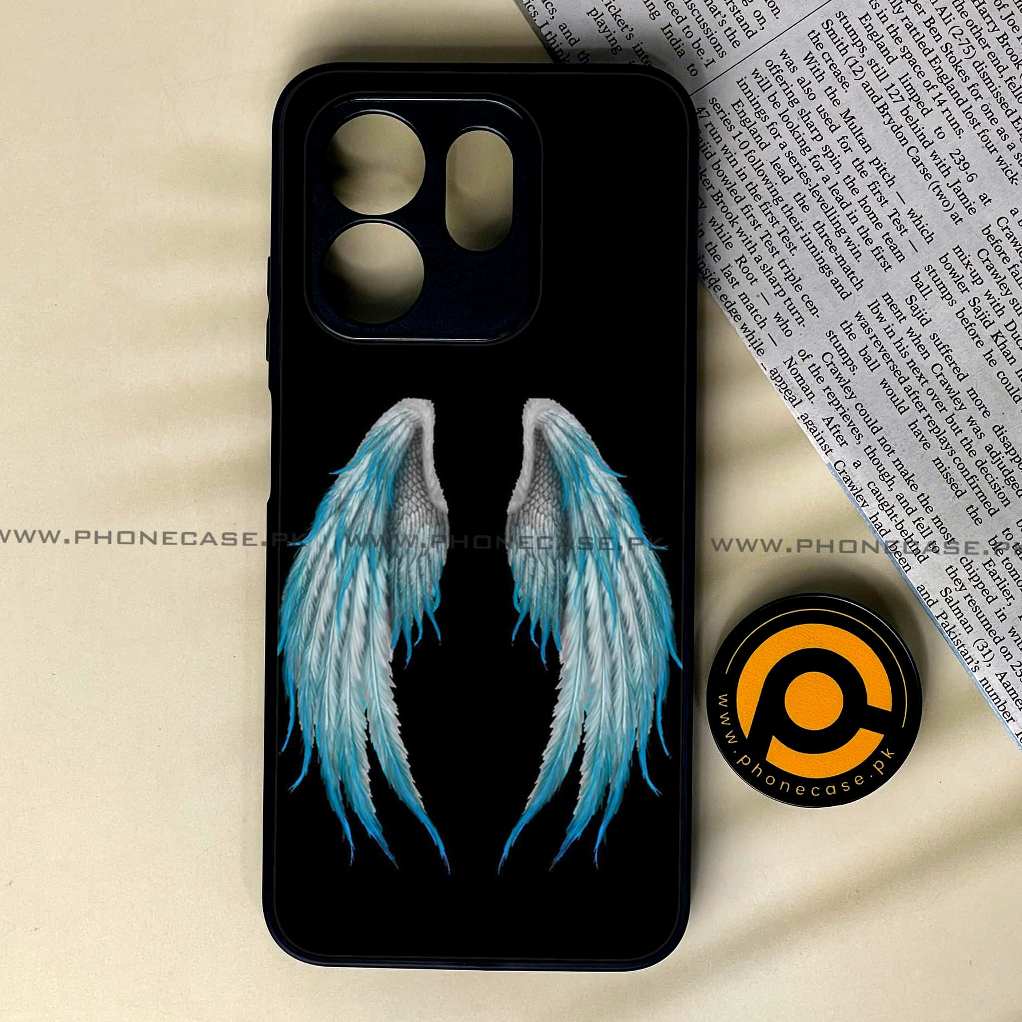 Infinix Hot 50i - Angel Wings Series - Premium Printed Glass soft Bumper shock Proof Case