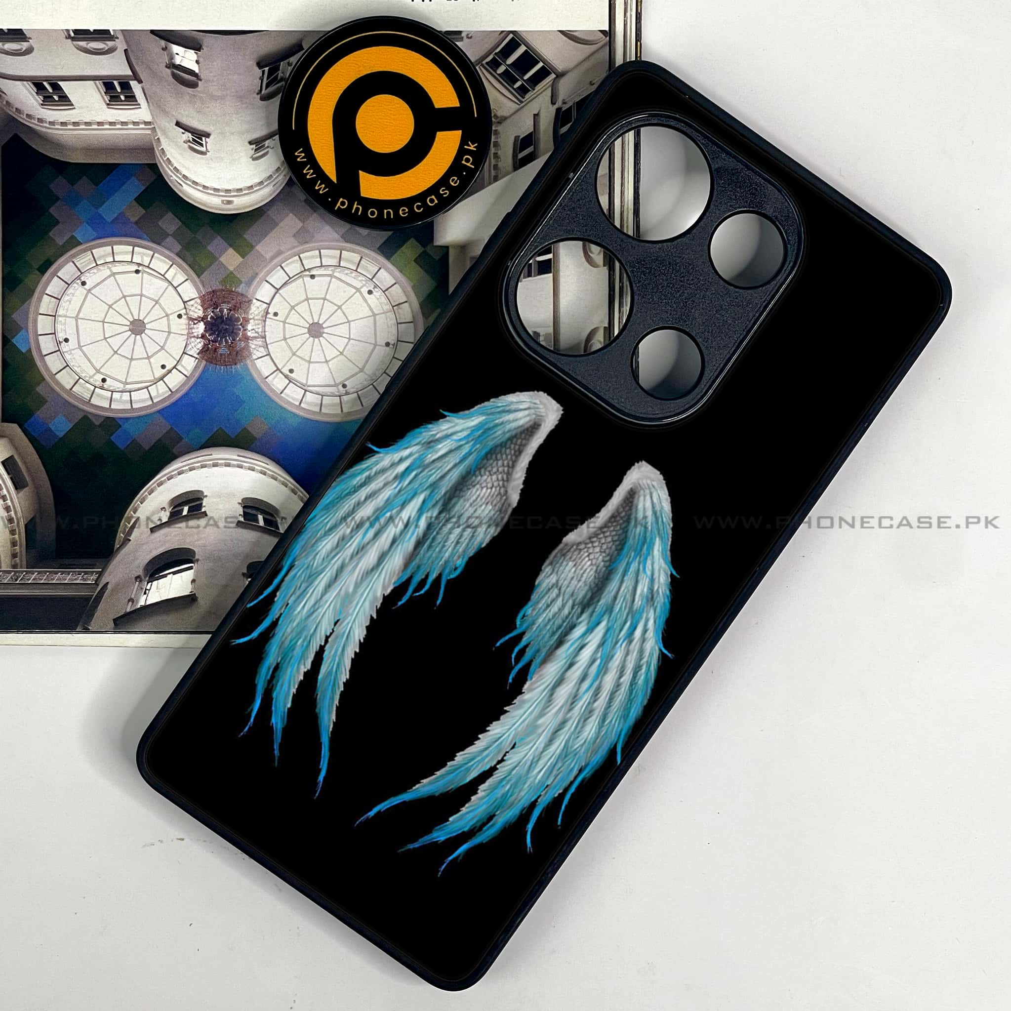 Redmi Note 13 Pro 4G - Angel Wings Series - Premium Metal Printed soft Bumper shock Proof Case