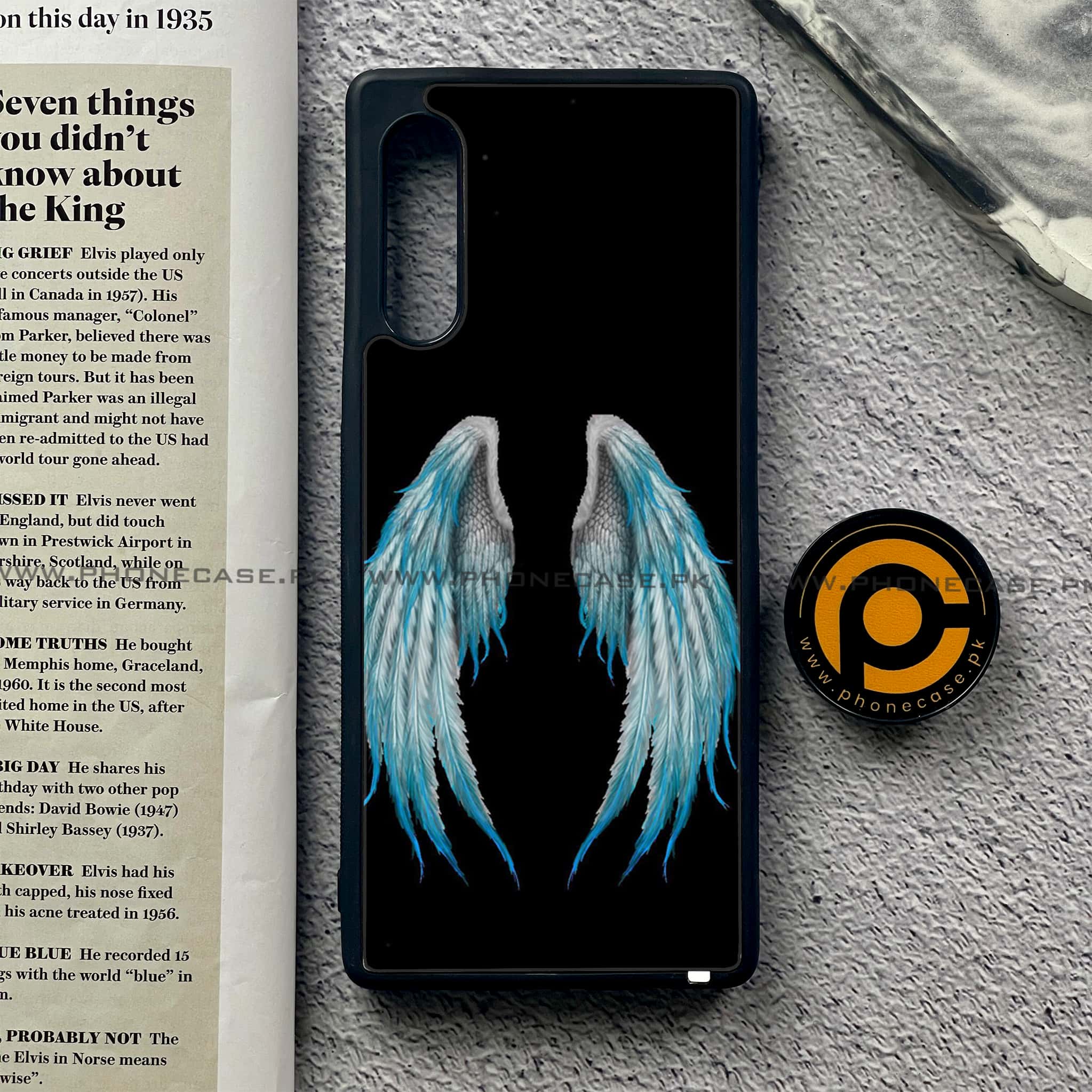 LG Velvet - Angel Wings Series - Premium Printed Glass soft Bumper shock Proof Case
