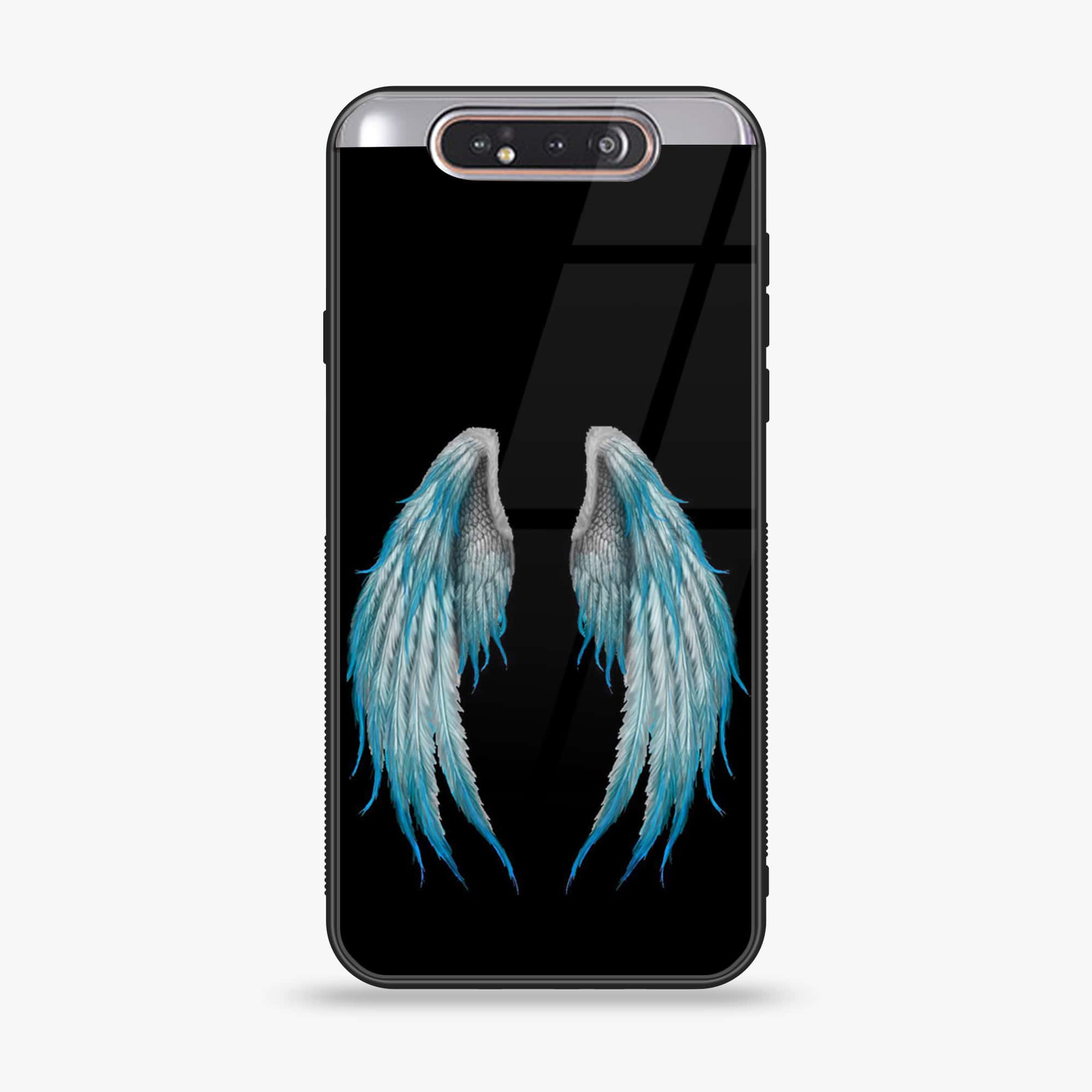 Samsung Galaxy A80 - Angel Wings Series - Premium Printed Glass soft Bumper shock Proof Case