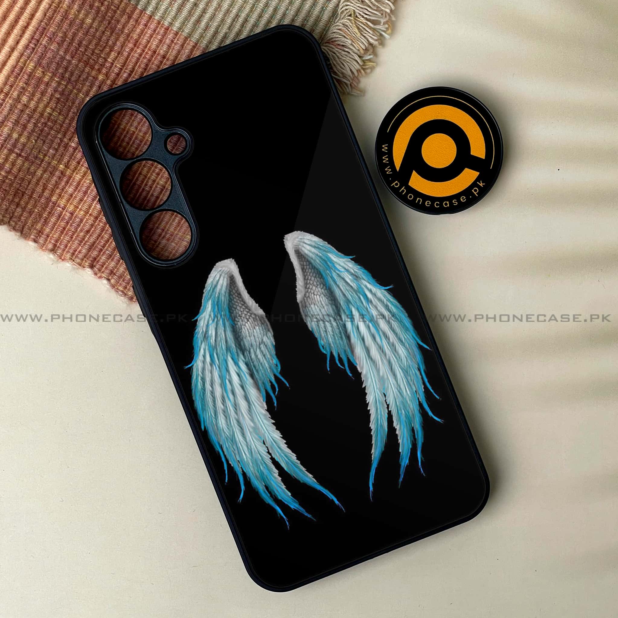 Samsung Galaxy A54 - Angel Wings Series - Premium Printed Glass soft Bumper shock Proof Case