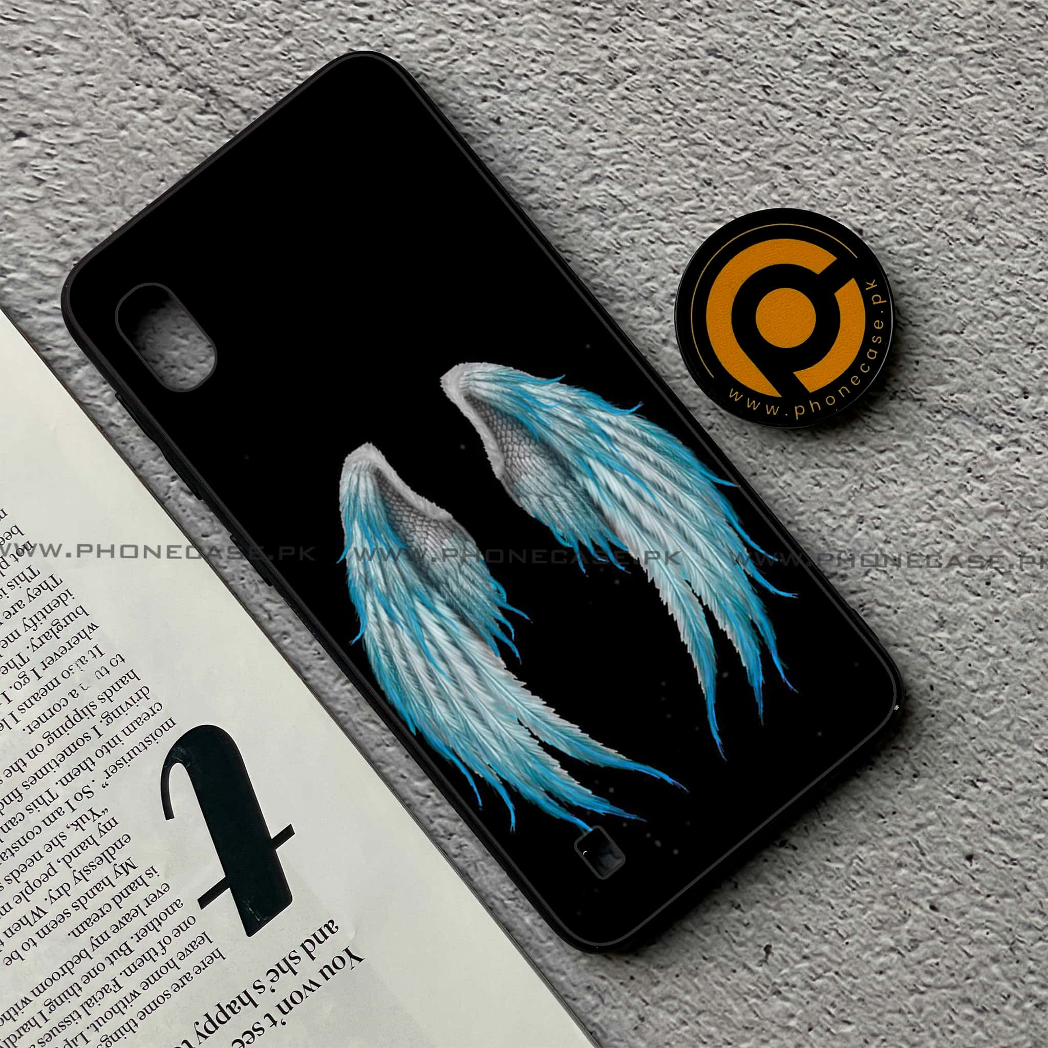 Samsung Galaxy A10 - Angel Wings Series - Premium Printed Glass soft Bumper shock Proof Case