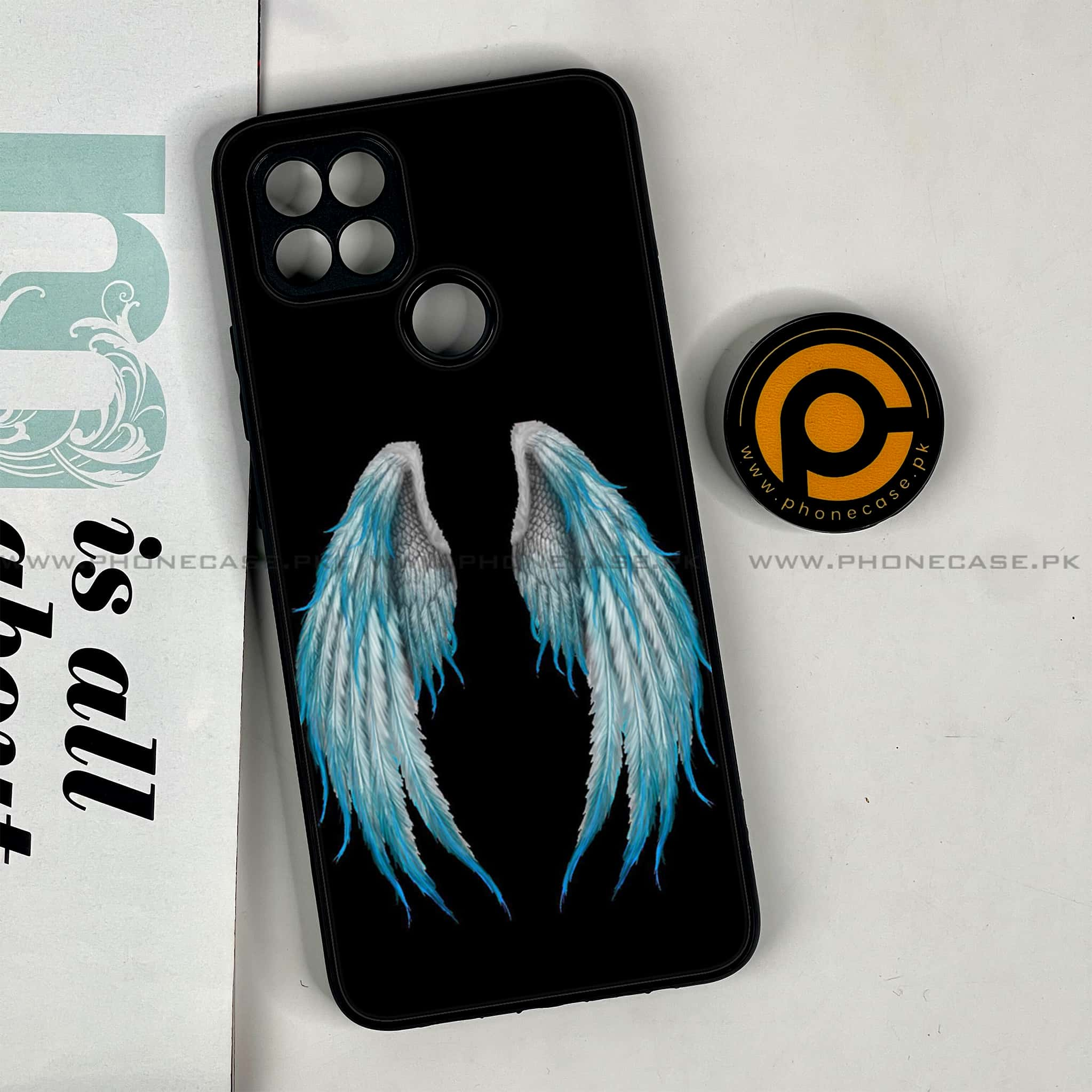 Oppo A15s - Angel Wings Series - Premium Printed Glass soft Bumper shock Proof Case