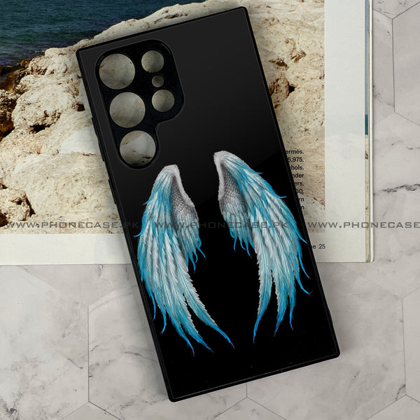 Galaxy S21 Ultra - Angel Wings Design 4 - Premium Printed Glass soft Bumper shock Proof Case CS-19655