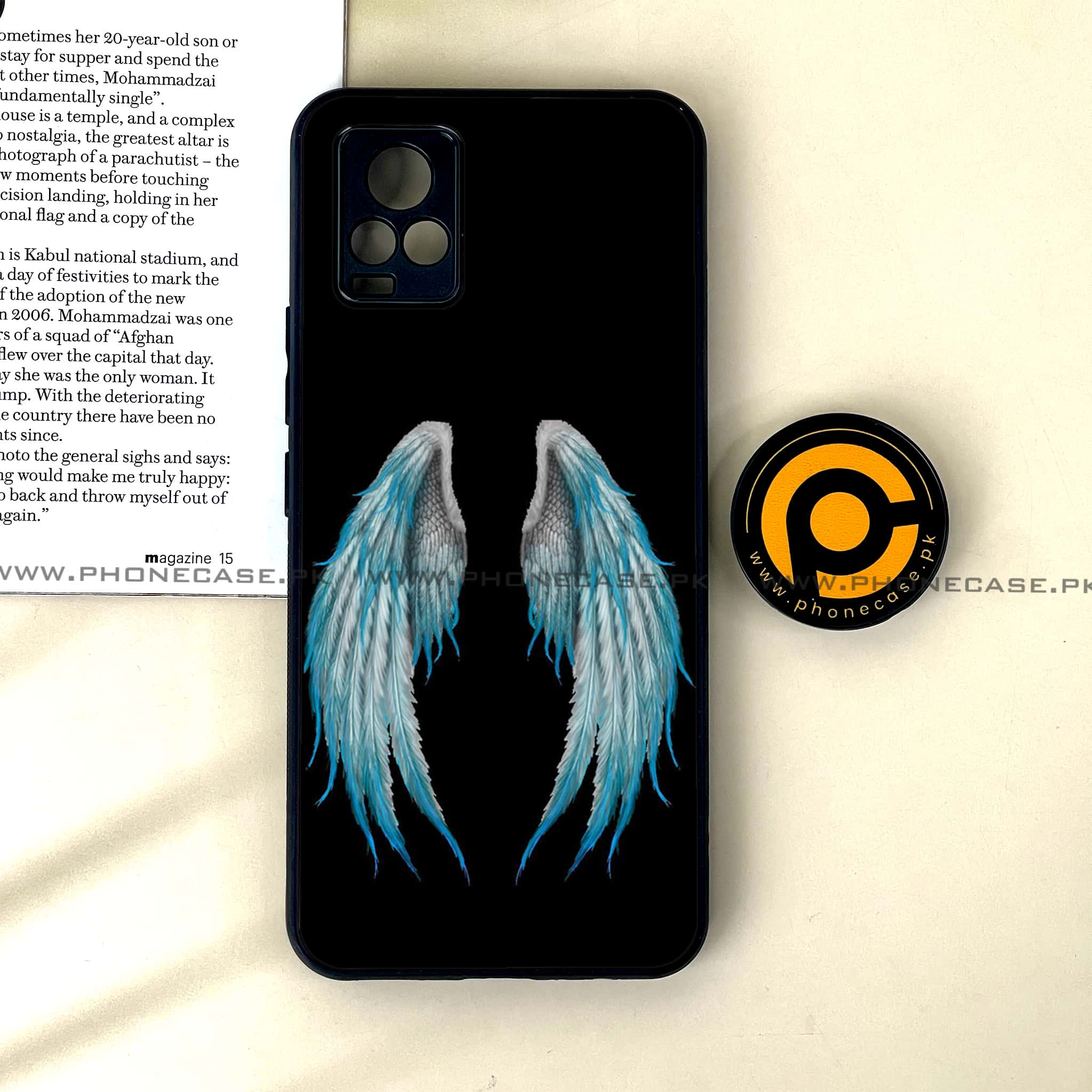 Vivo V20 - Angel wing Series - Premium Printed Glass soft Bumper shock Proof Case