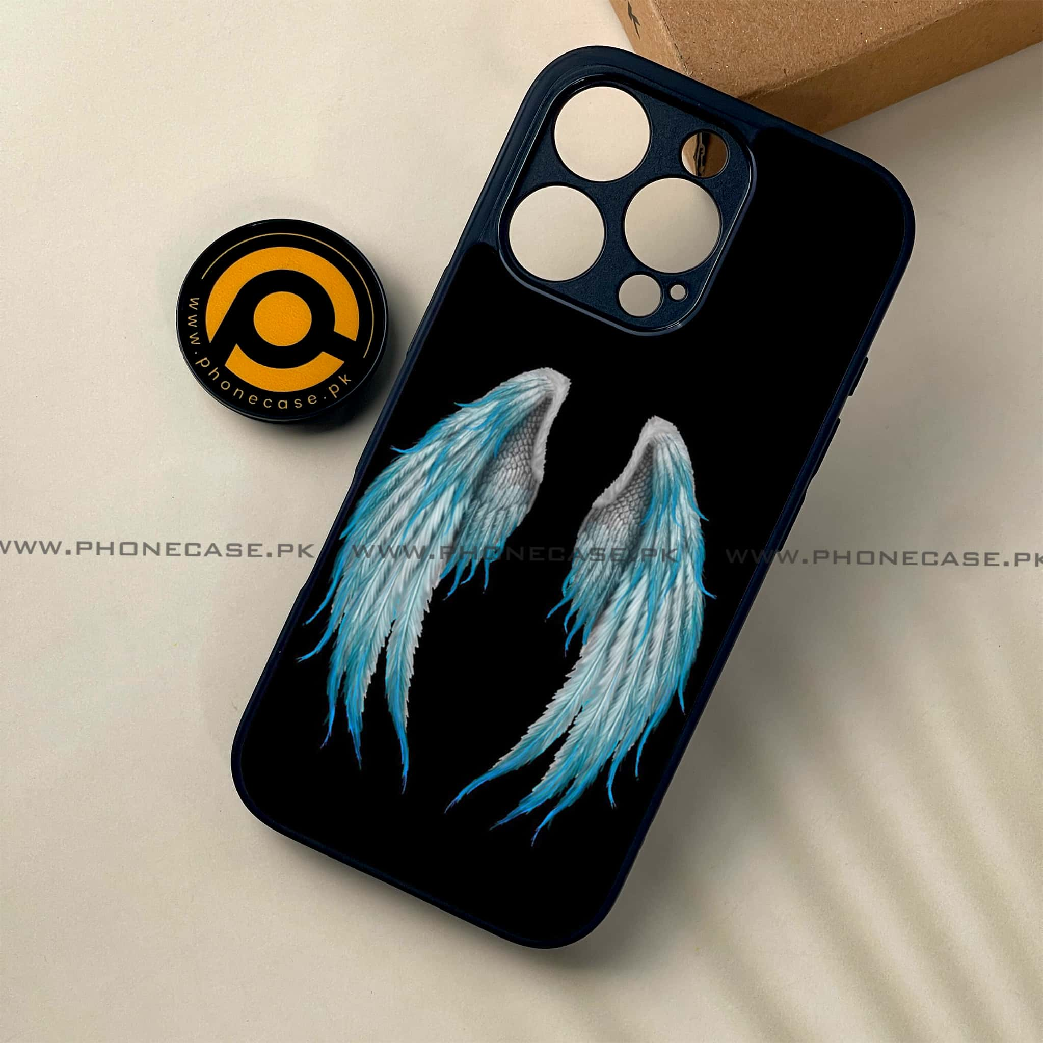 iPhone 16 Pro - Angel Wings Series - Premium Printed Glass soft Bumper shock Proof Case