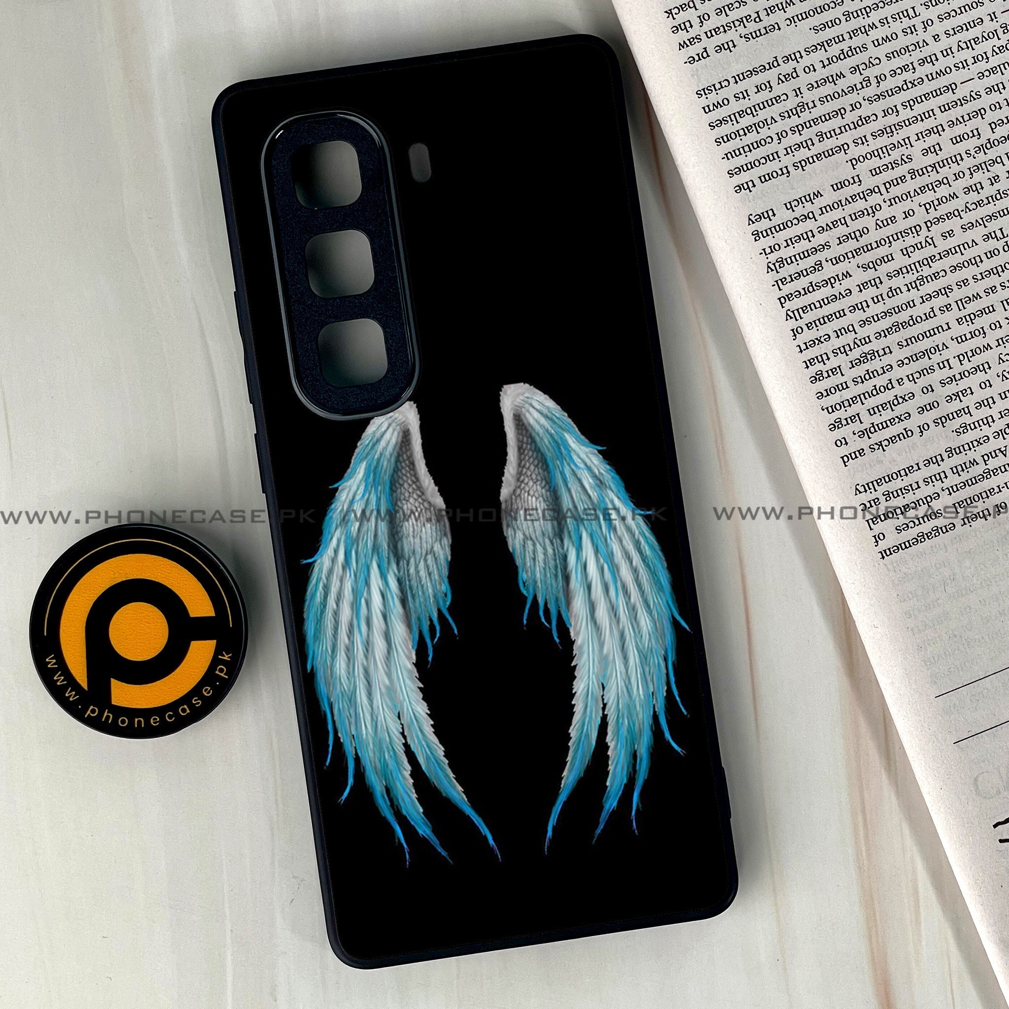 Infinix Hot 60  - Angel Wings Series - Premium Metal Printed soft Bumper shock Proof Case