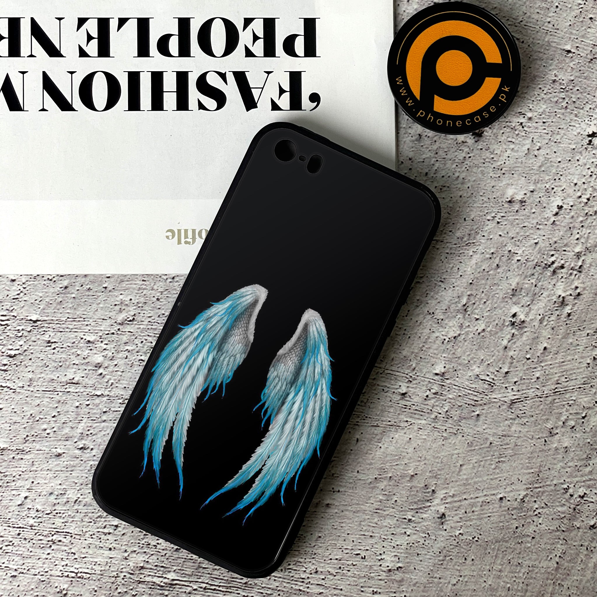 iPhone 5/5c/5s - Angel Wings Series - Premium Printed Glass soft Bumper shock Proof Case