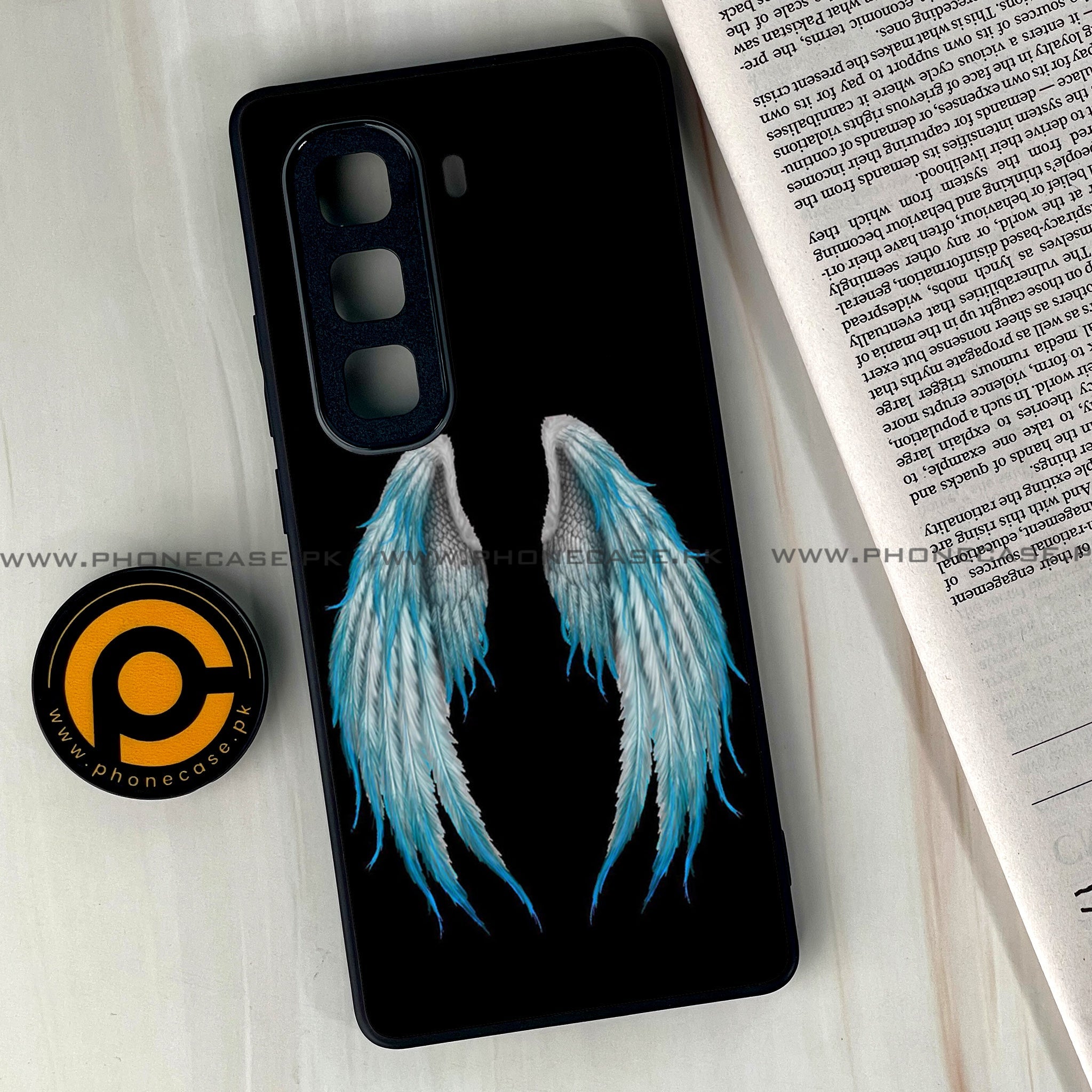 Infinix Hot 60 Pro Plus - Angel Wings Series - Premium Metal Printed soft Bumper shock Proof Case