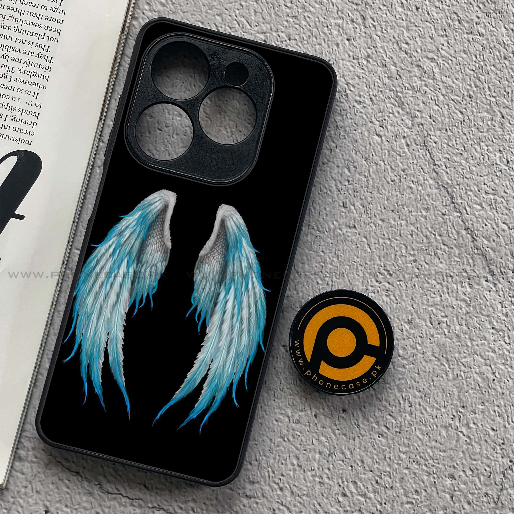 Infinix Smart 8 Pro - Angel Wings Series - Premium Metal Printed soft Bumper shock Proof Case