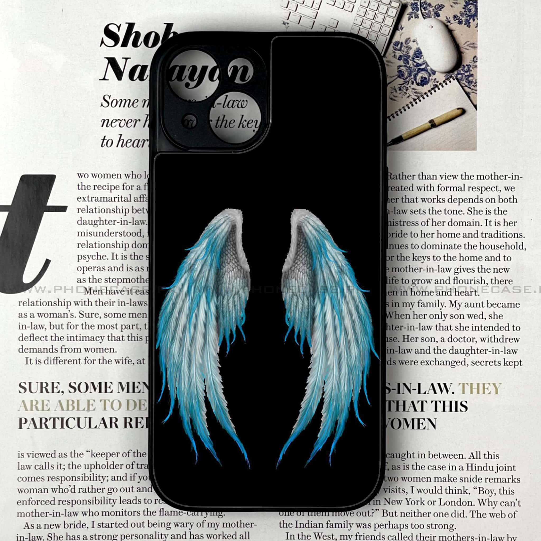 iPhone 13 - Angel Wings Series - Premium Printed Glass soft Bumper shock Proof Case