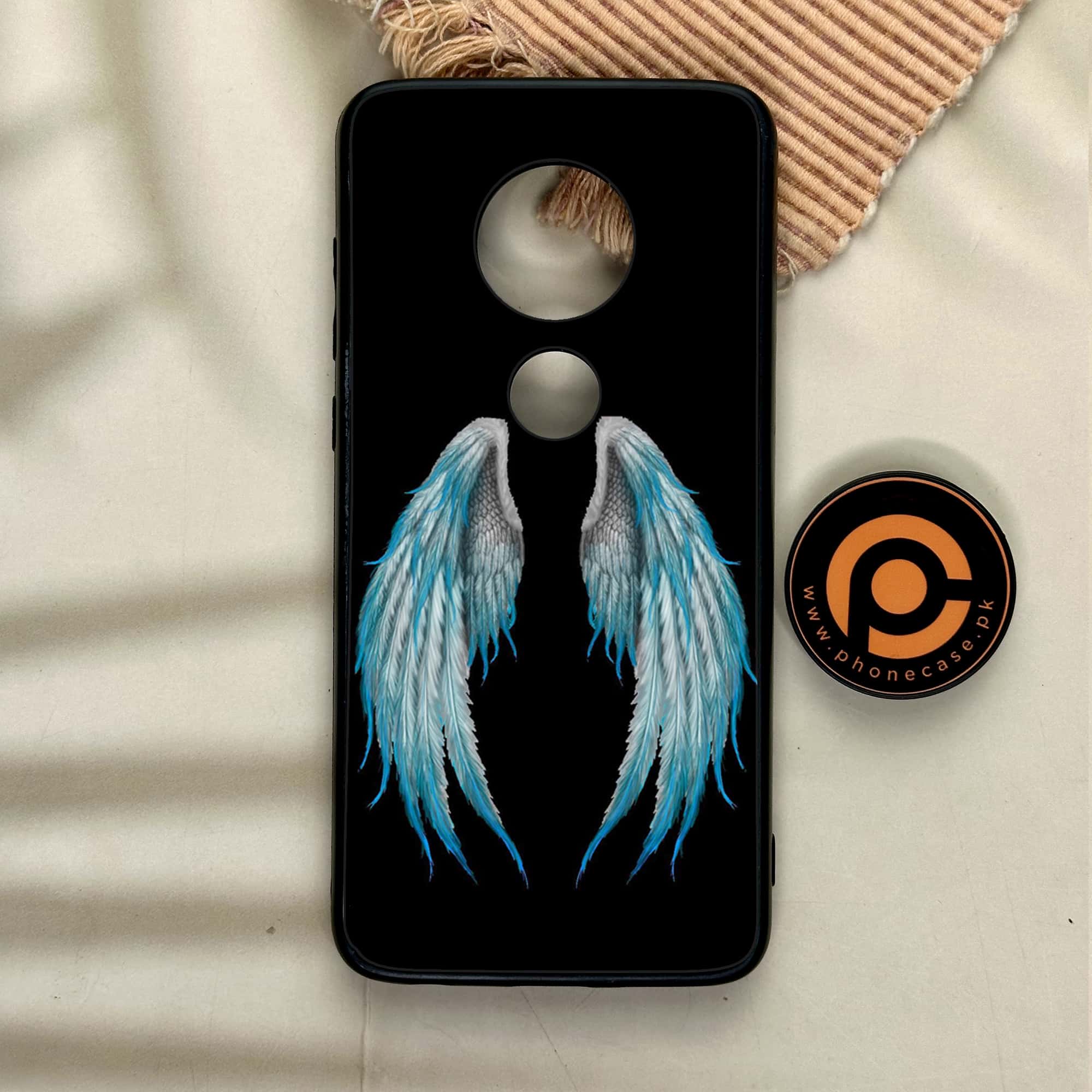 Moto G7 - Angel Wings Series - Premium Printed Glass soft Bumper shock Proof Case