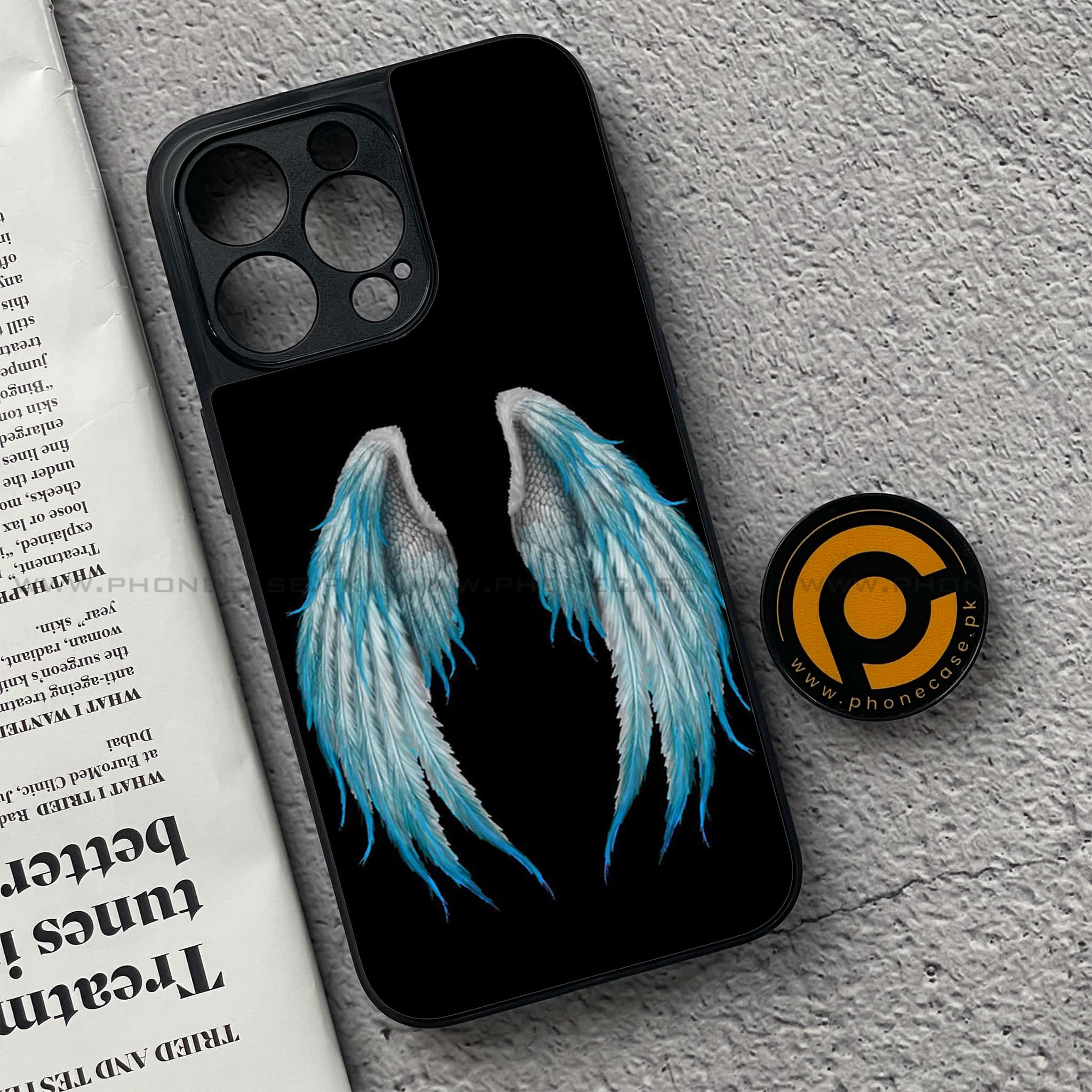 iPhone 15 Pro - Angel Wings Series - Premium Printed Glass soft Bumper shock Proof Case
