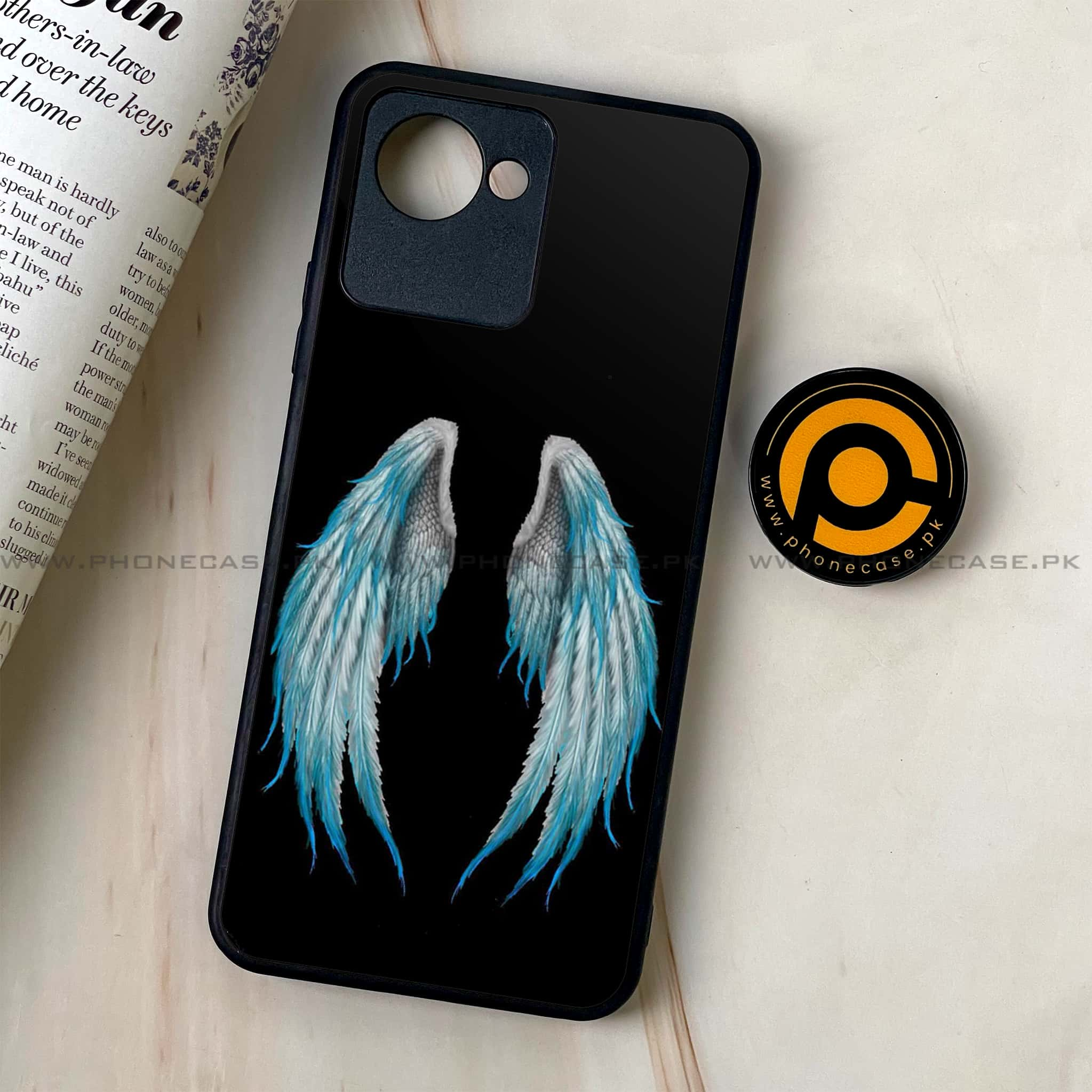 Realme C30 - Angel Wings Series - Premium Printed Glass soft Bumper shock Proof Case