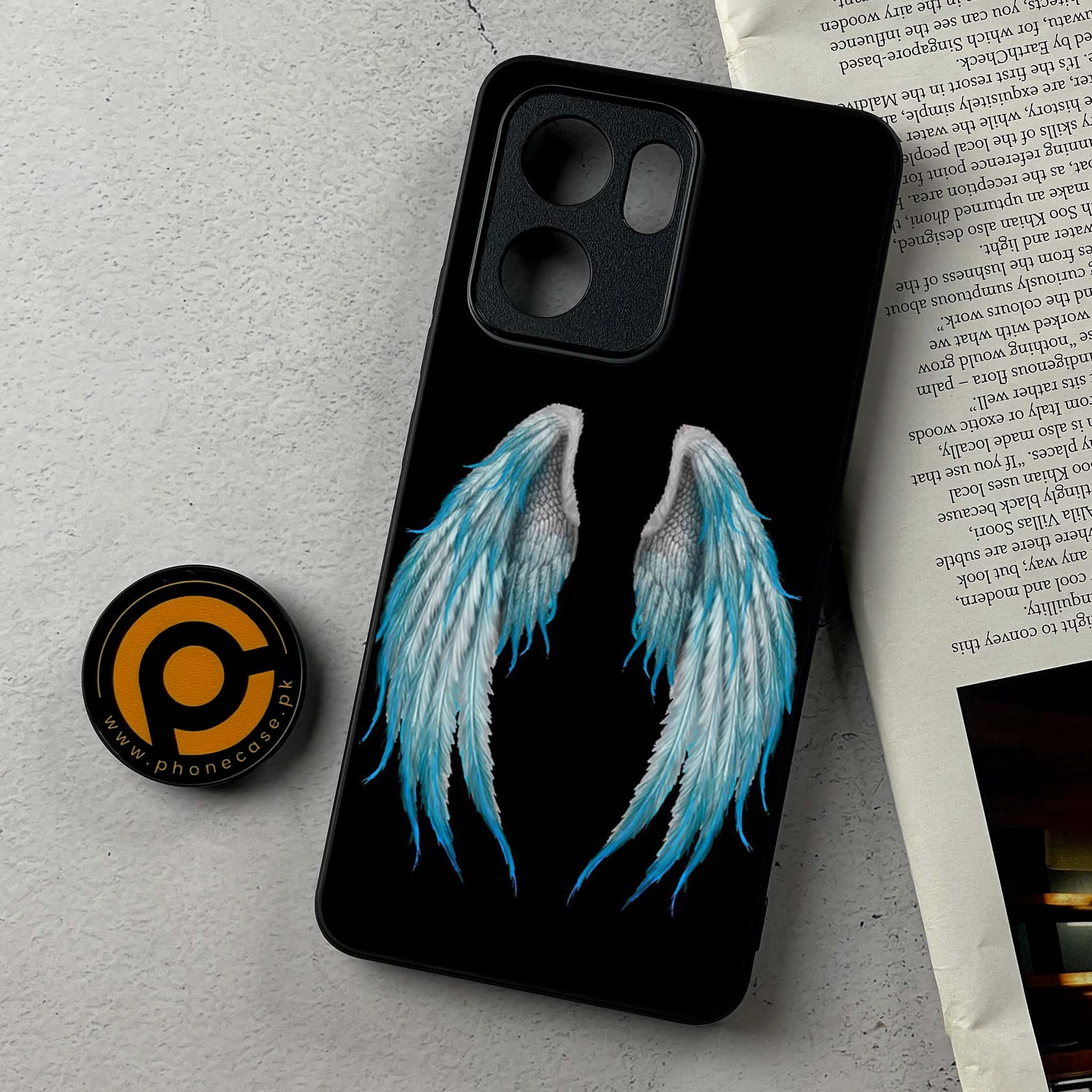 Oppo Reno 13F - Angel Wings Series - Premium Metal Printed Soft Bumper Shockproof Case