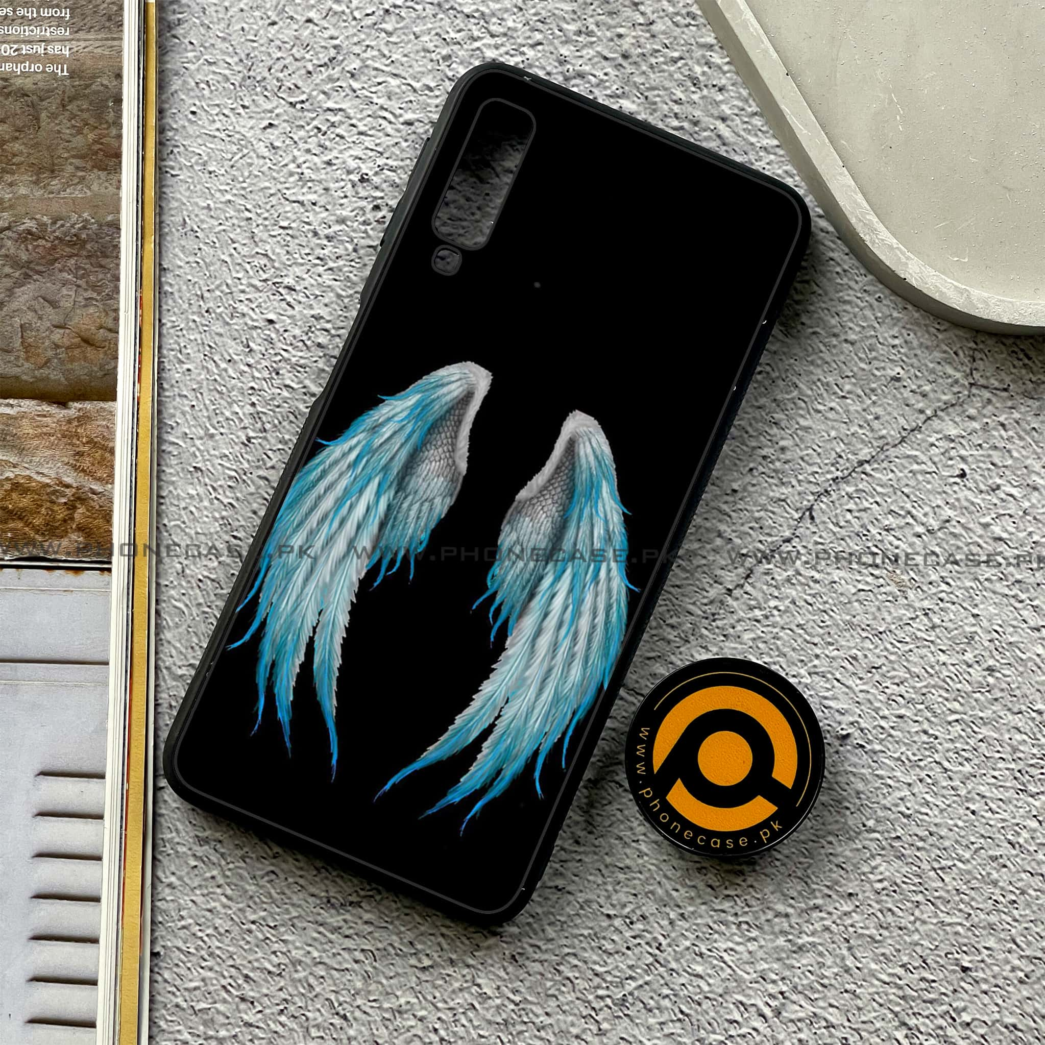 Galaxy A7 2018 - Angel Wings Series - Premium Printed Metal soft Bumper shock Proof Case