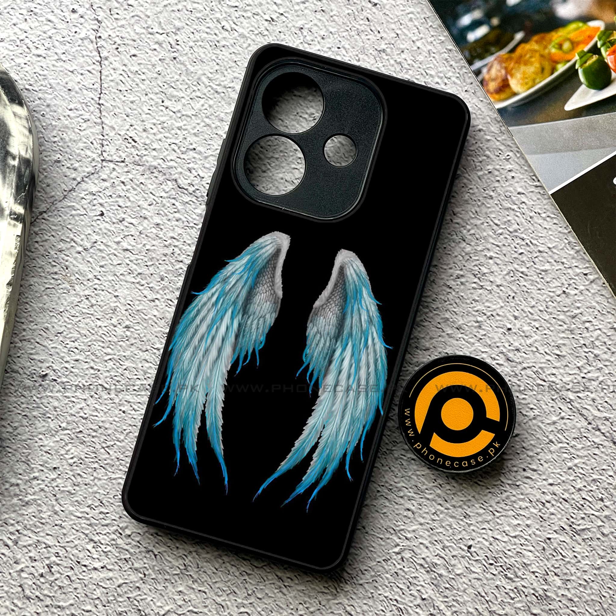 Oppo A5i - Angel Wings Series - Premium Printed Metal soft Bumper shock Proof Case