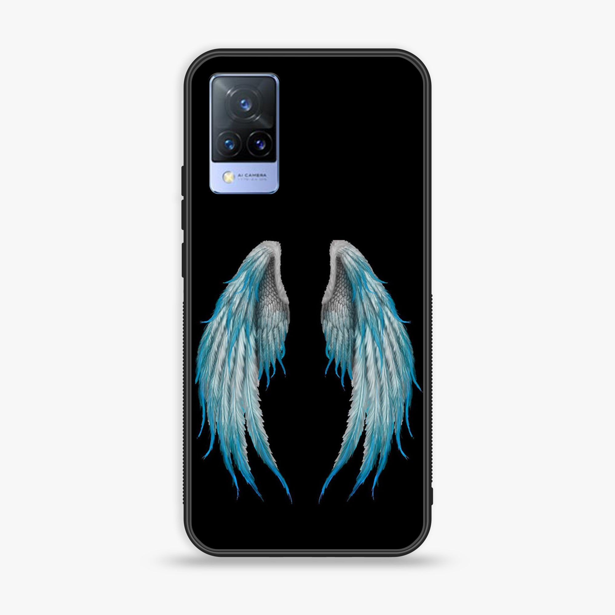 Vivo V21 - Angel Wings Series - Premium Printed Glass soft Bumper shock Proof Case