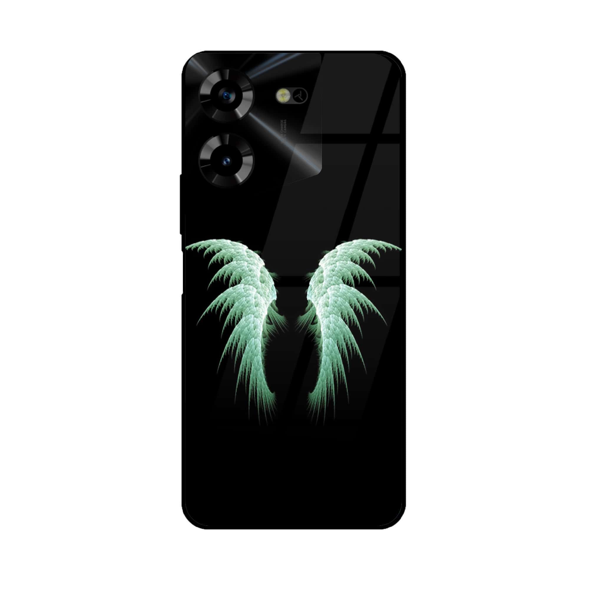 Tecno Pova 5 Pro - Angel Wings Series - Premium Printed Glass soft Bumper shock Proof Case
