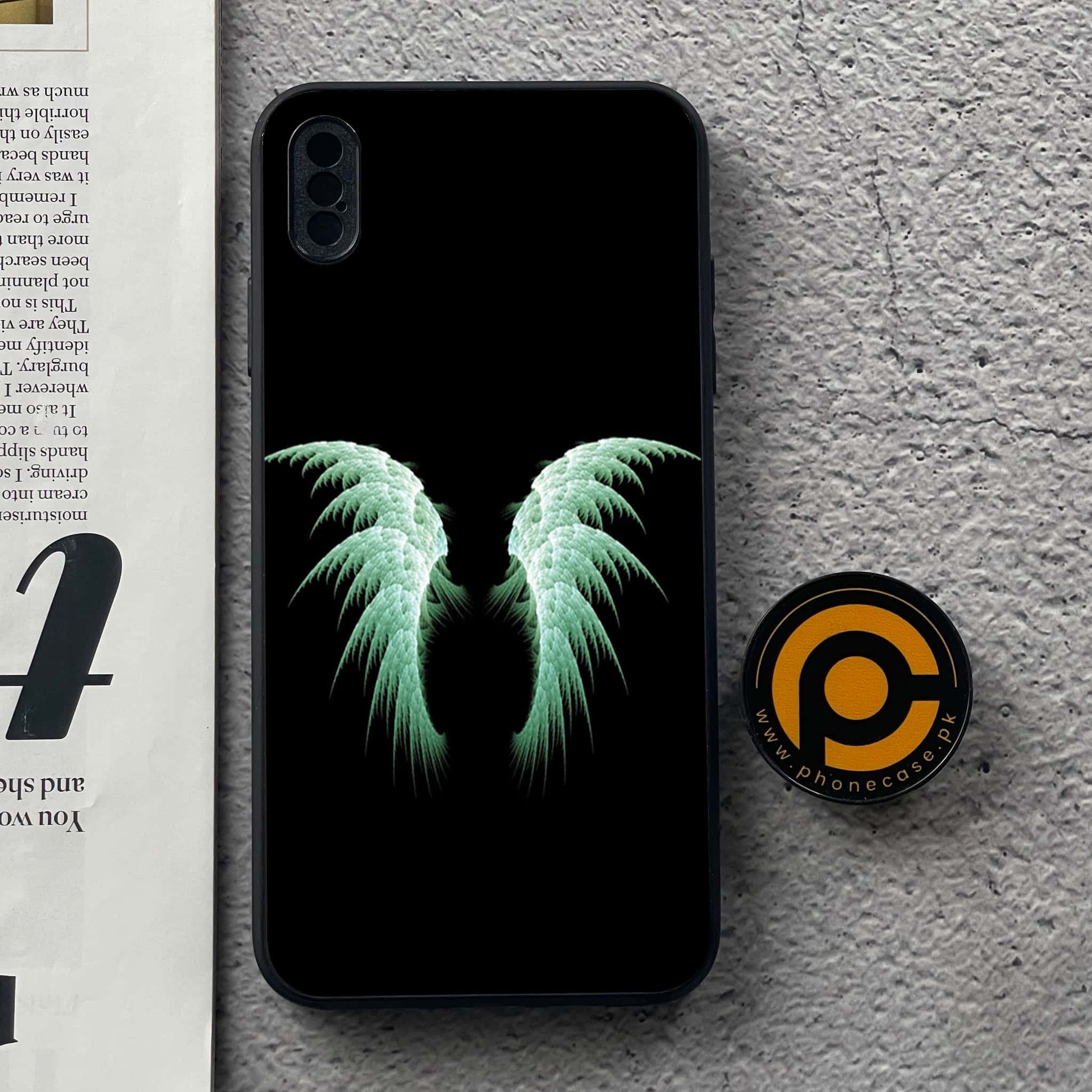 iPhone Xs Max - Angel Wing Series - Premium Metal Printed soft Bumper shock Proof Case
