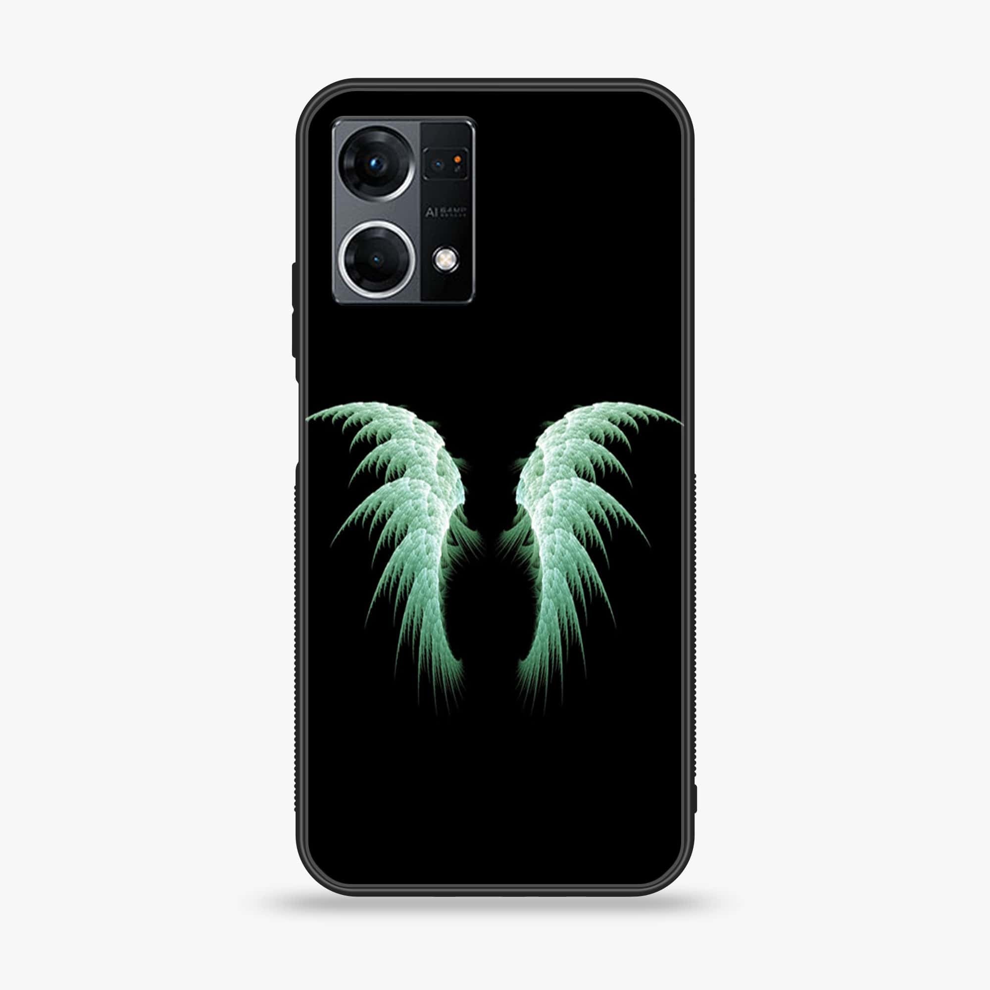 Oppo Reno 7 - Angel Wings Series - Premium Printed Glass soft Bumper shock Proof Case