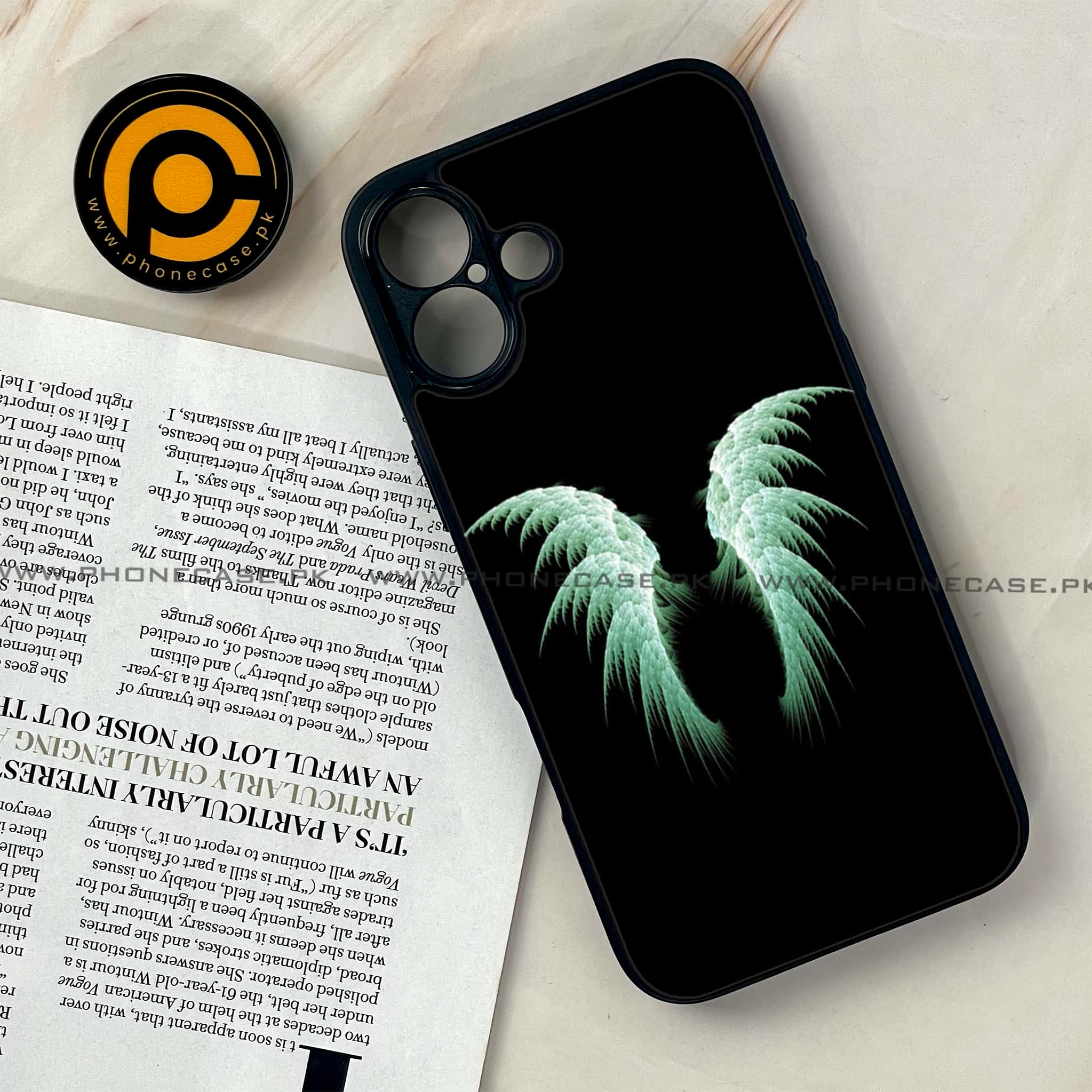 iPhone 16 - Angel Wings Series - Premium Printed Glass soft Bumper shock Proof Case