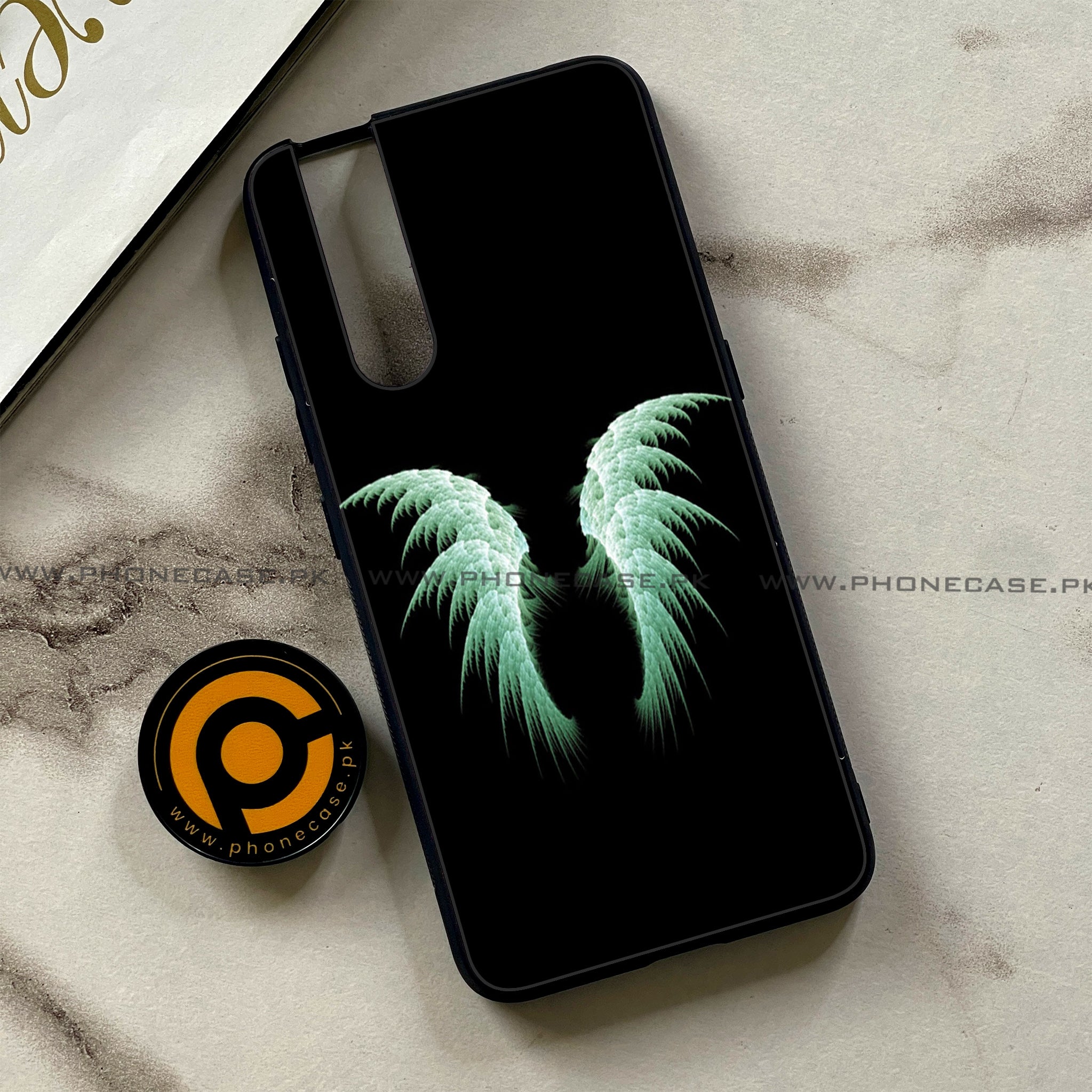 Vivo V15 Pro - Angel Wings Series - Premium Printed Glass soft Bumper shock Proof Case