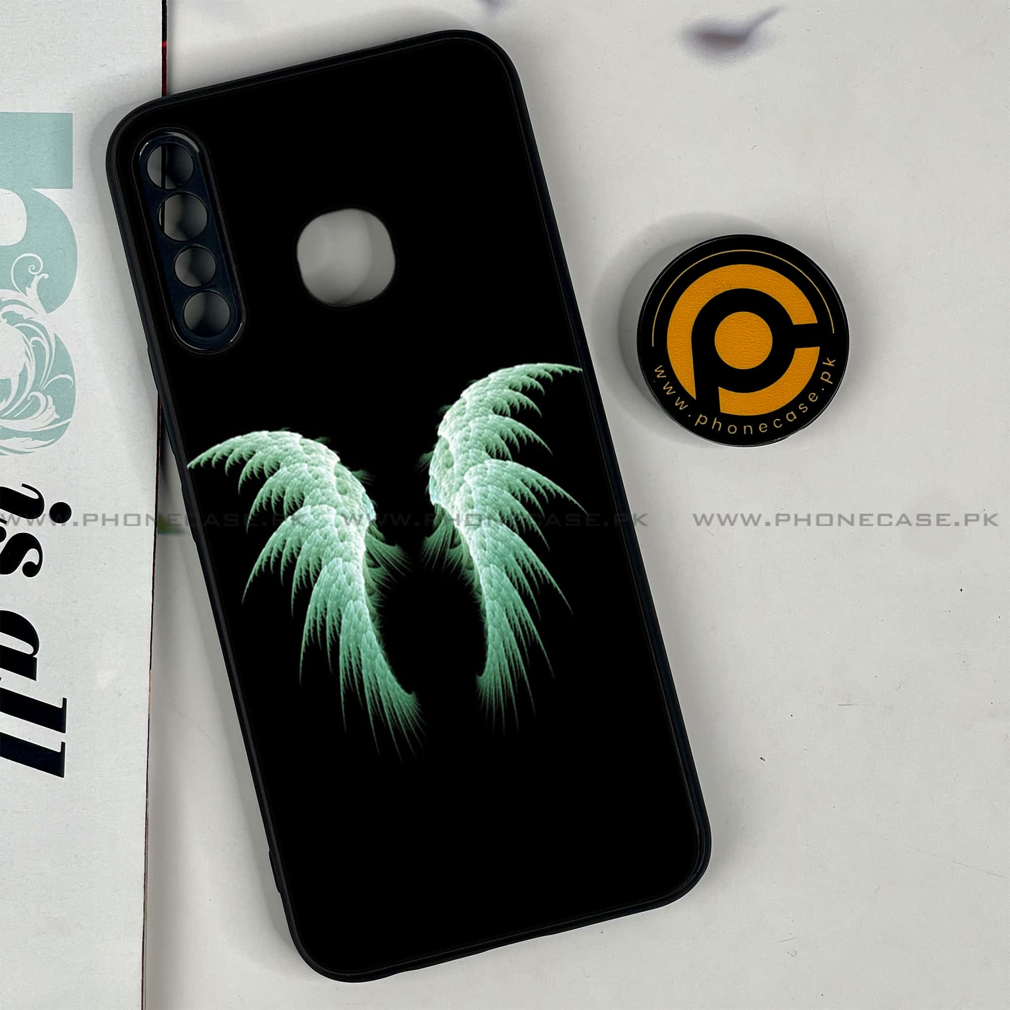 Infinix Hot 8 Lite - Angel Wings Series - Premium Printed Glass soft Bumper shock Proof Case