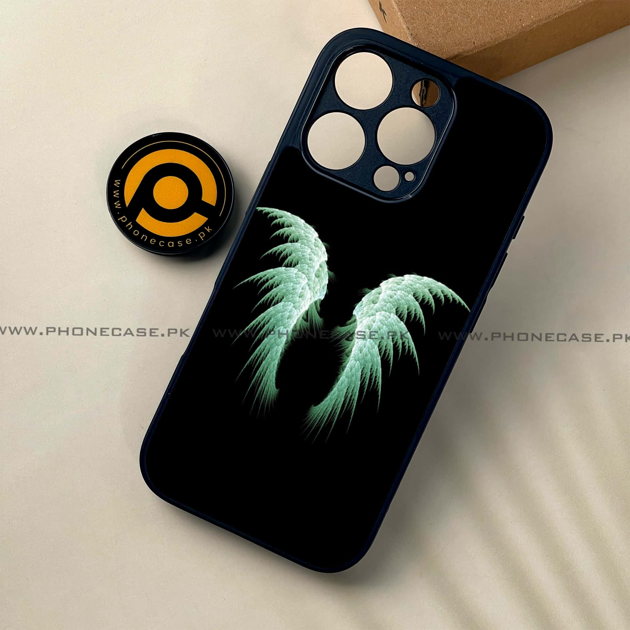 iPhone 16 Pro - Angel Wings Series - Premium Printed Glass soft Bumper shock Proof Case