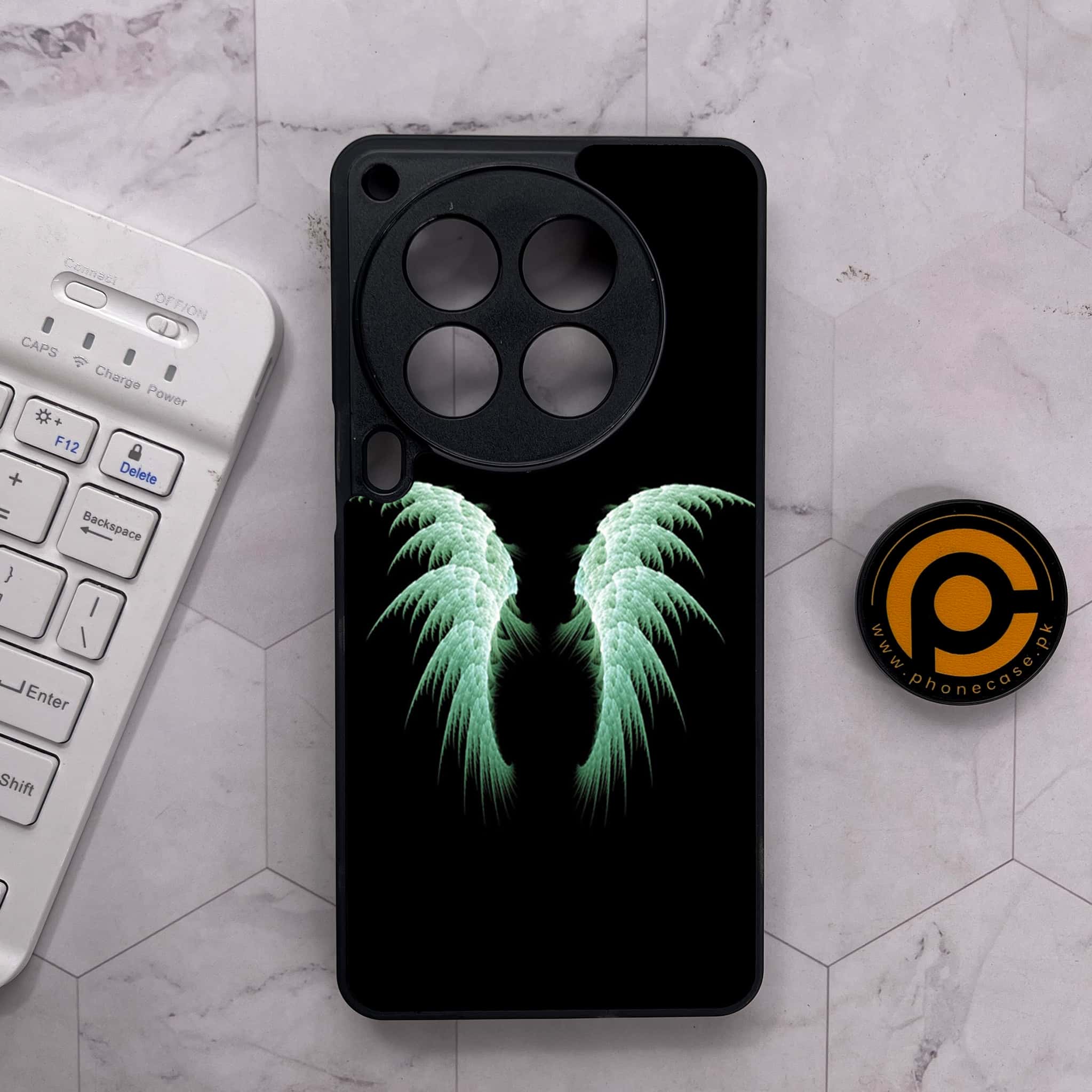 Tecno Camon 30 Premier - Angel Wings Series - Premium Metal Printed soft Bumper shock Proof Case