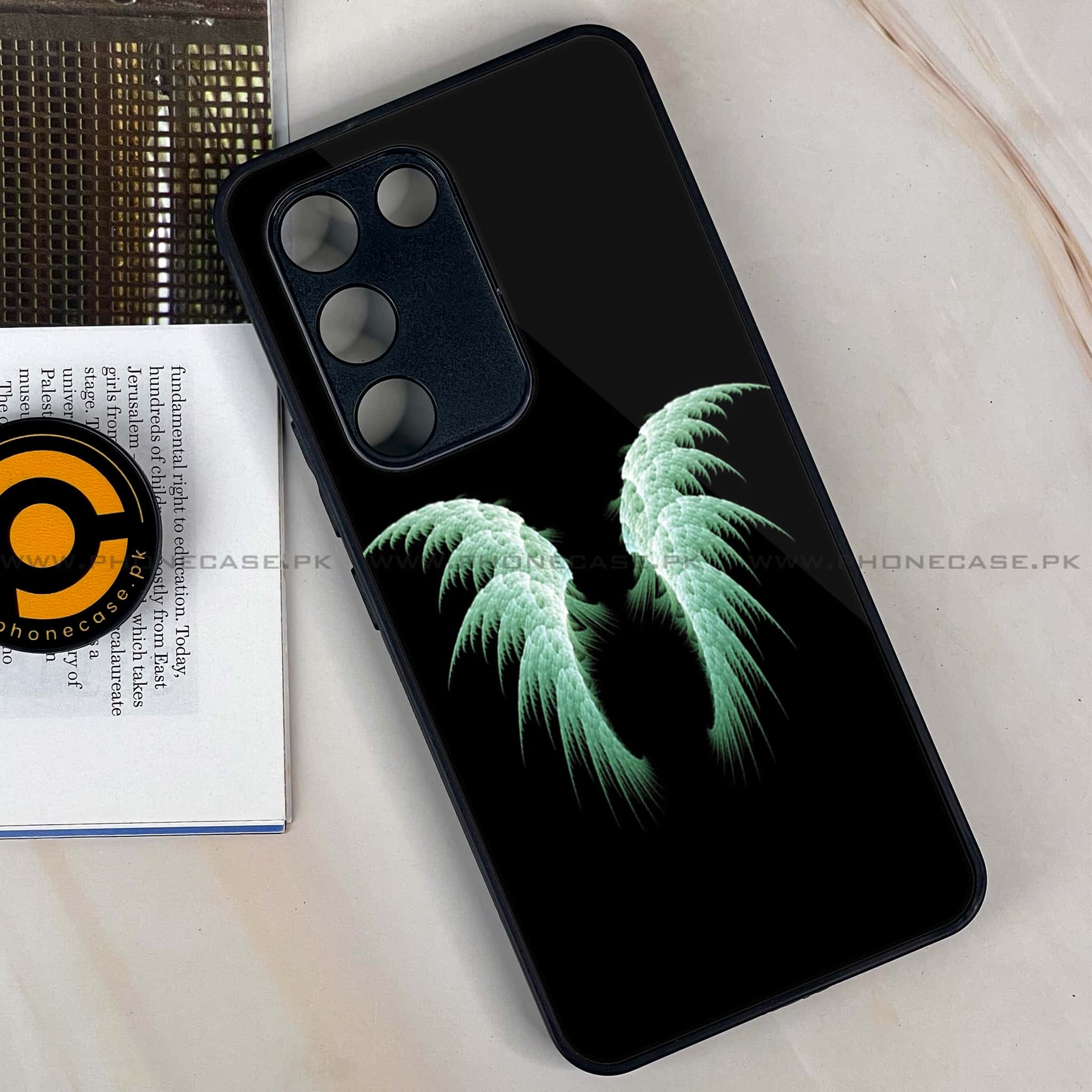 Vivo Y200e - Angel Wings Series - Premium Metal Printed soft Bumper shock Proof Case