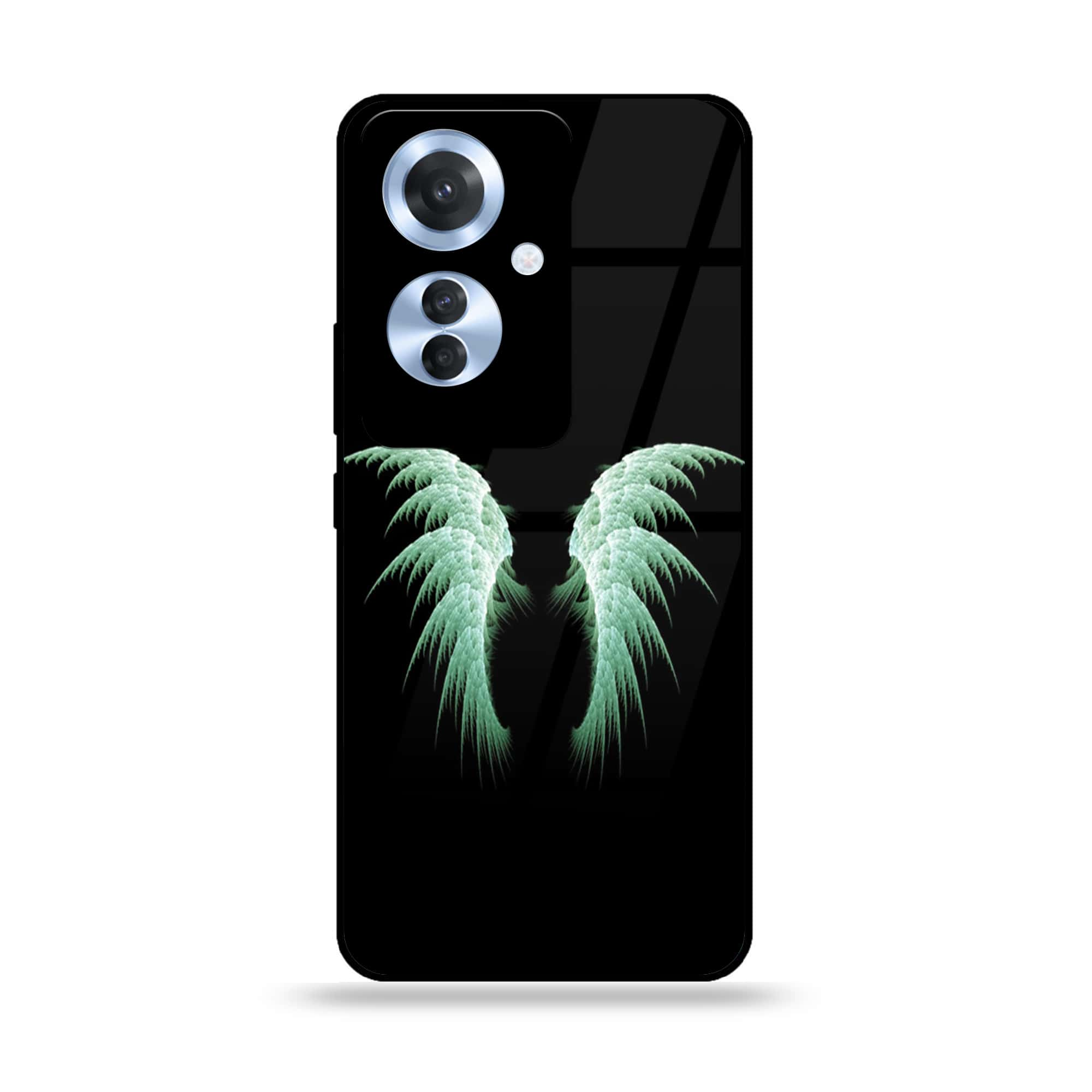 Oppo Reno 11F - Angel Wings Series - Premium Printed Glass soft Bumper shock Proof Case