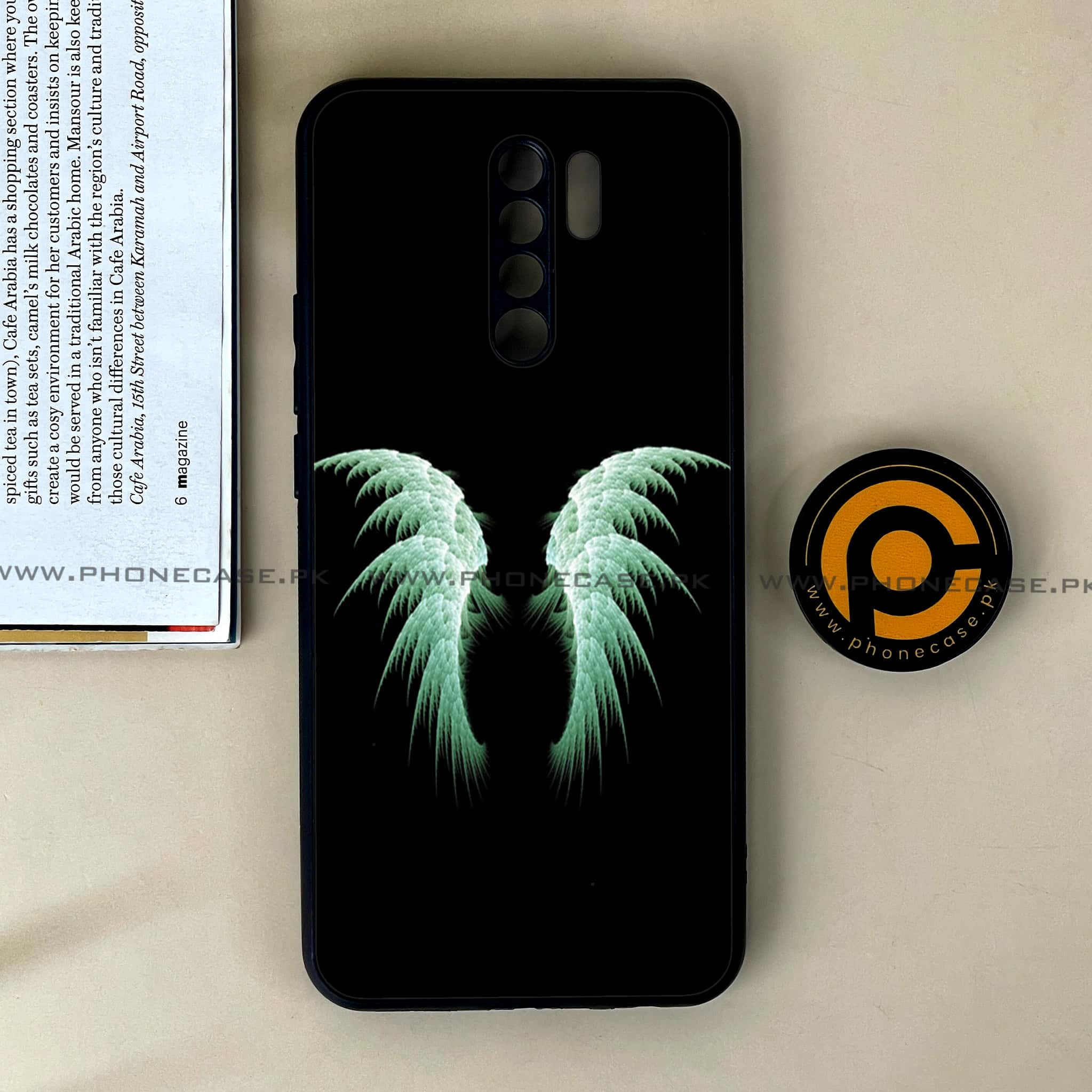 Xiaomi Redmi 9 - Angel Wings Series - Premium Printed Glass soft Bumper shock Proof Case