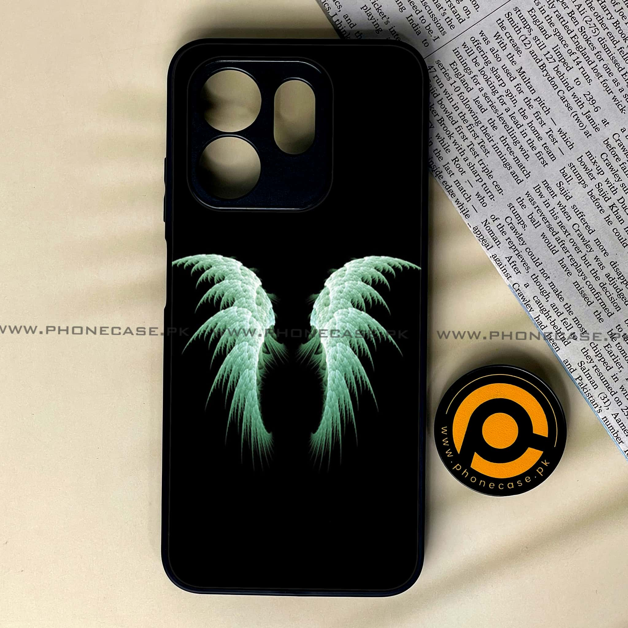 Infinix Hot 50i - Angel Wings Series - Premium Printed Glass soft Bumper shock Proof Case