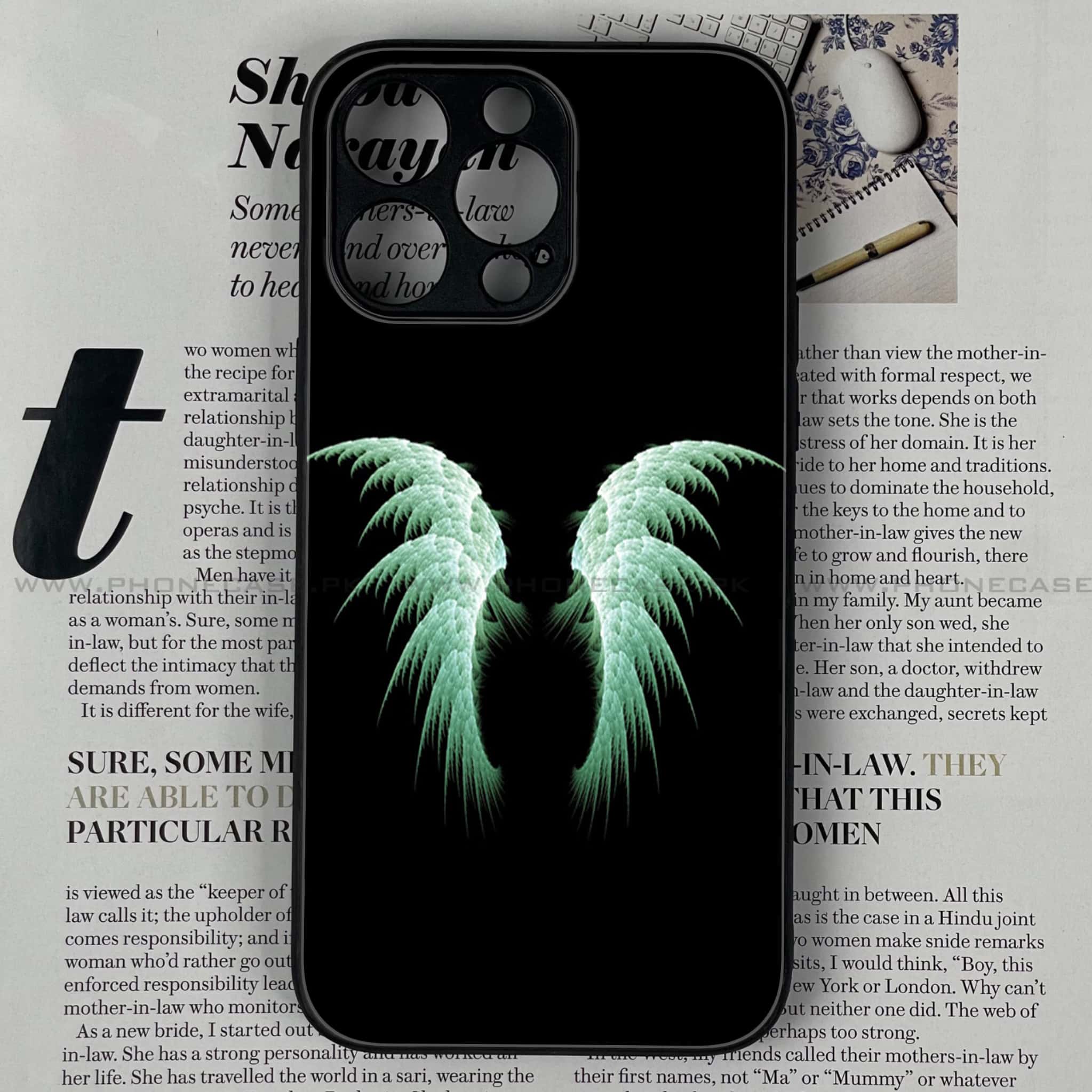 iPhone 12 Pro Max - Angel Wing Series - Premium Printed Glass soft Bumper shock Proof Case