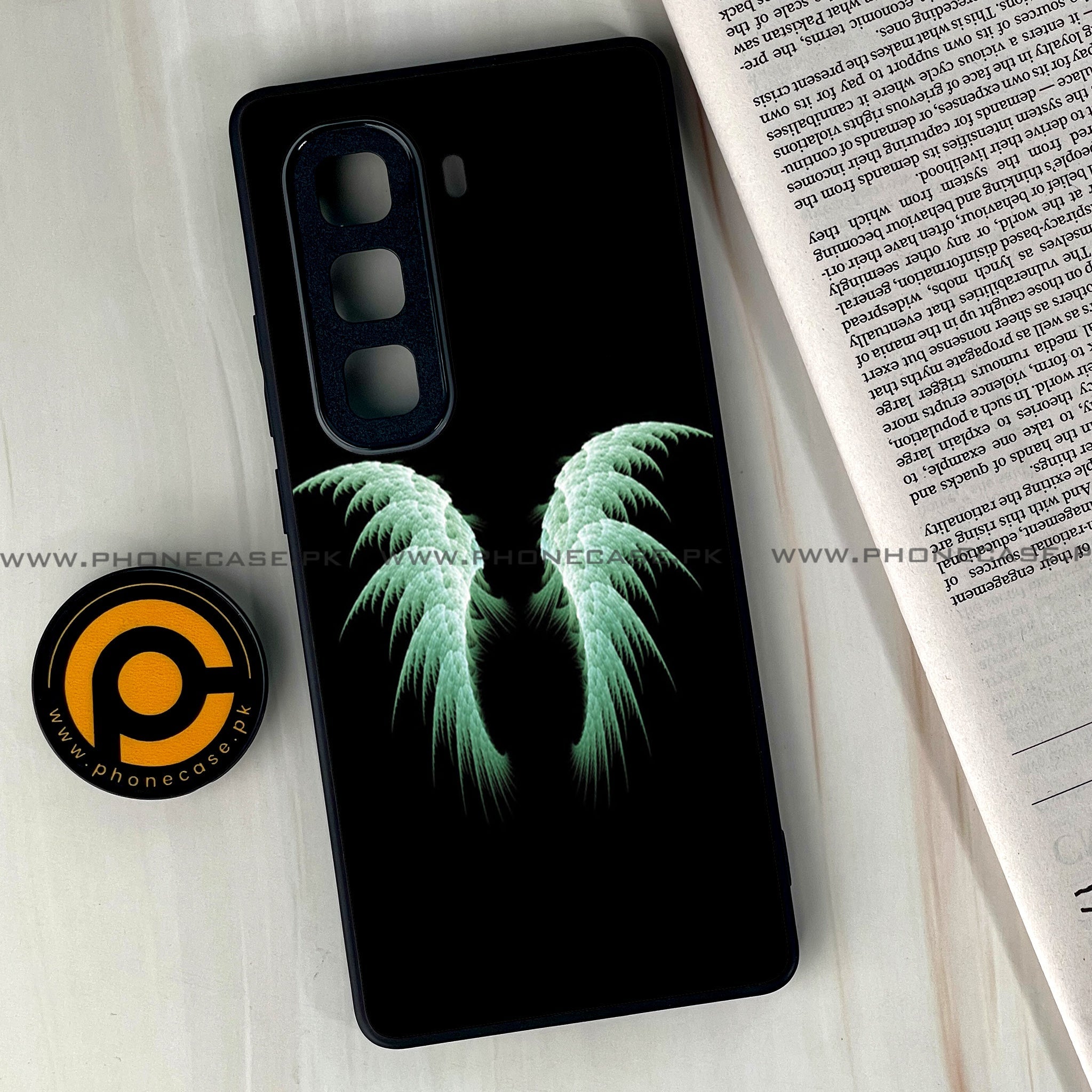 Infinix Hot 60 Pro Plus - Angel Wings Series - Premium Metal Printed soft Bumper shock Proof Case