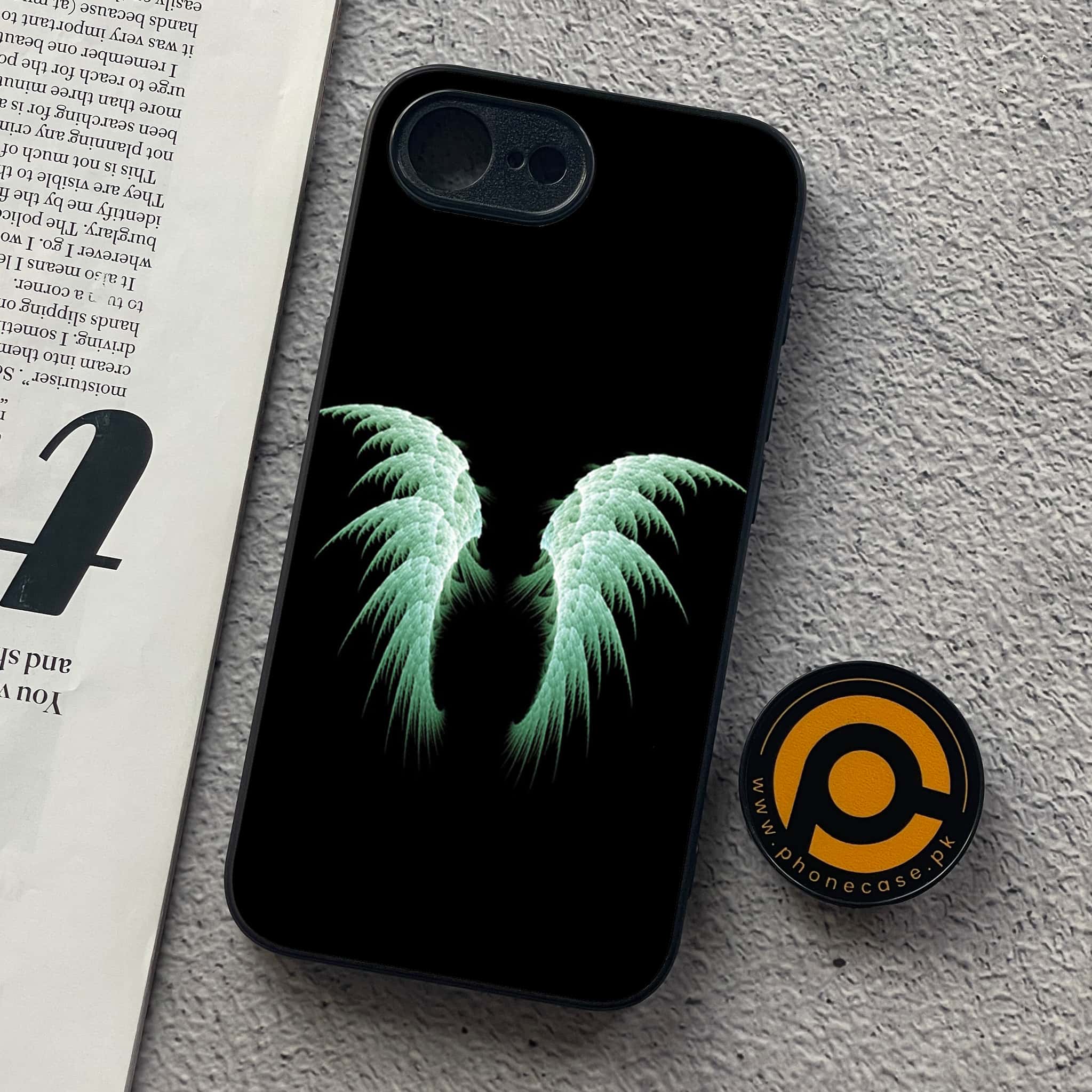 iPhone 16e - Angel Wings Series - Premium Metal  Printed soft Bumper shock Proof Case