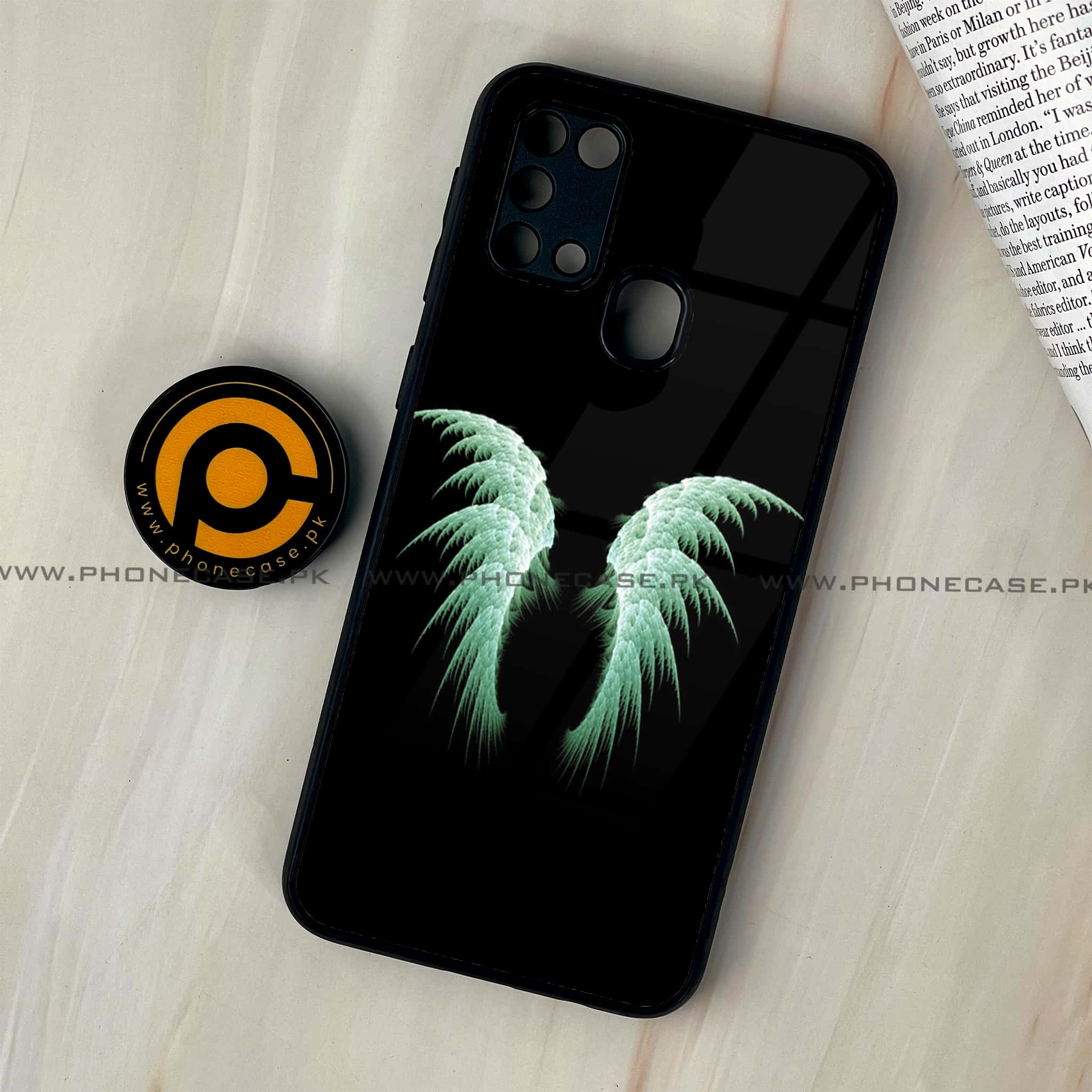 Galaxy M31 - Angel Wings Series - Premium Printed Glass soft Bumper shock Proof Case