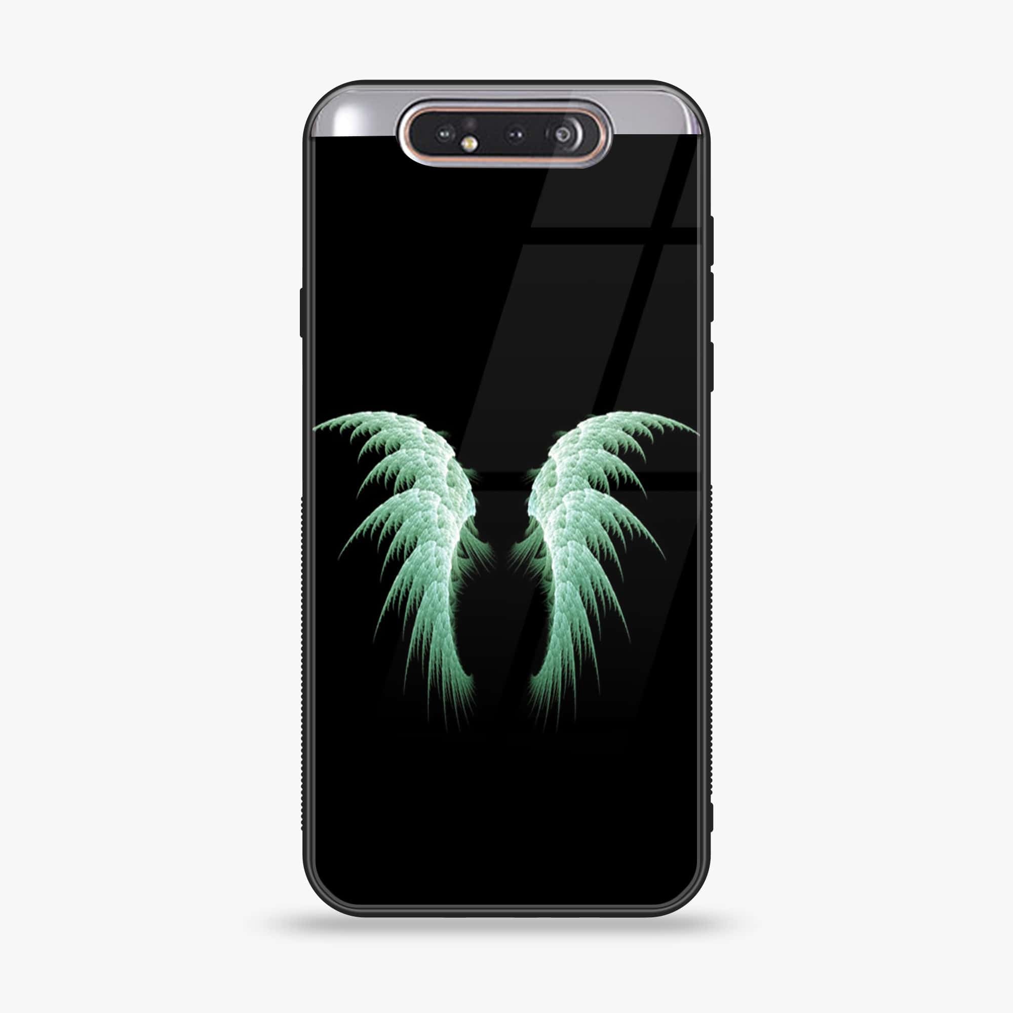 Samsung Galaxy A80 - Angel Wings Series - Premium Printed Glass soft Bumper shock Proof Case
