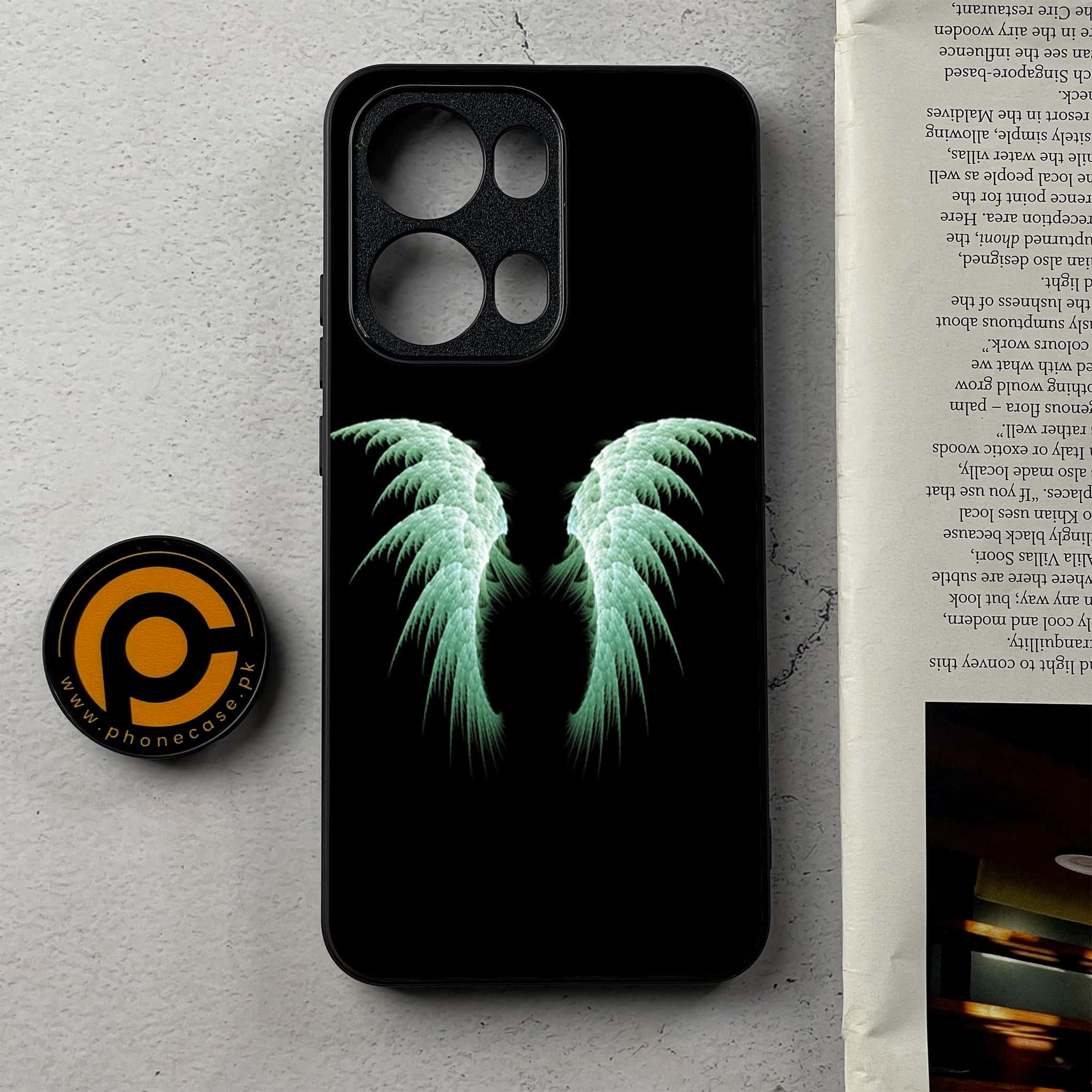 Oppo Reno 13 Pro - Angel Wings Series - Premium Metal Printed Soft Bumper Shockproof Case