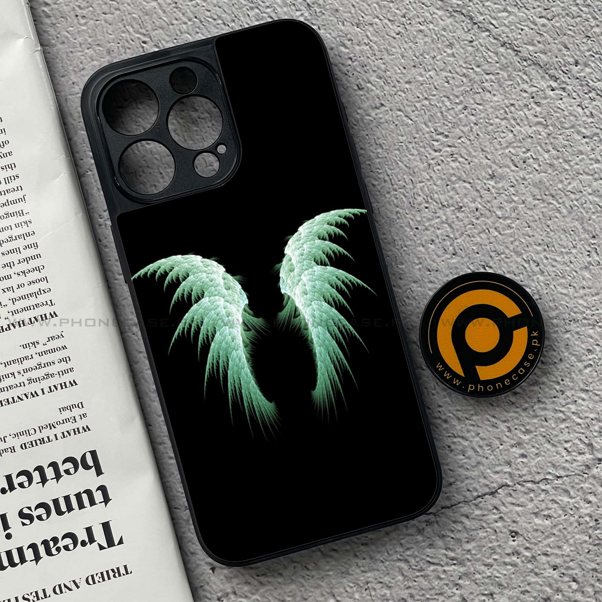 iPhone 15 Pro - Angel Wings Series - Premium Printed Glass soft Bumper shock Proof Case